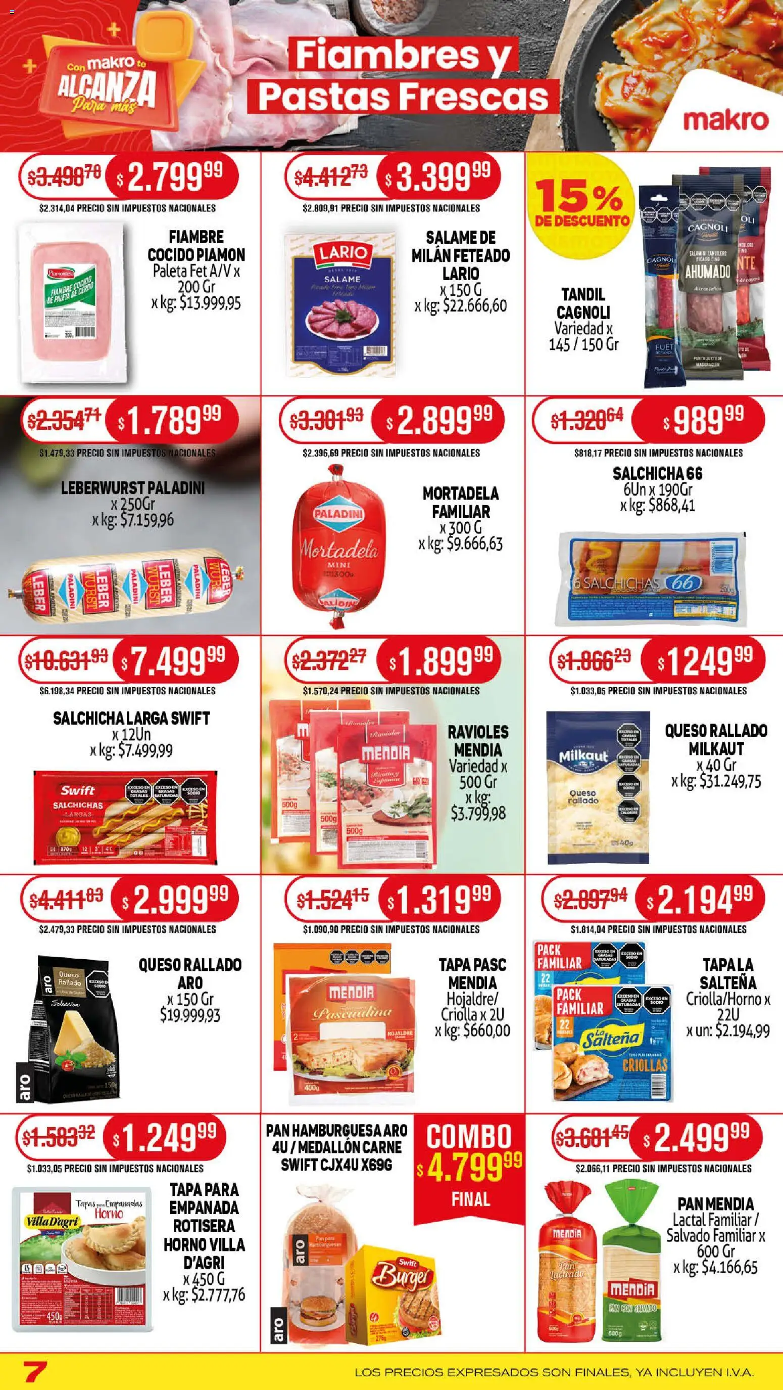 Makro ofertas │ válido desde el 13.11.2025 | Página: 7 | Productos: Mortadela, Salchicha, Paleta, Salame