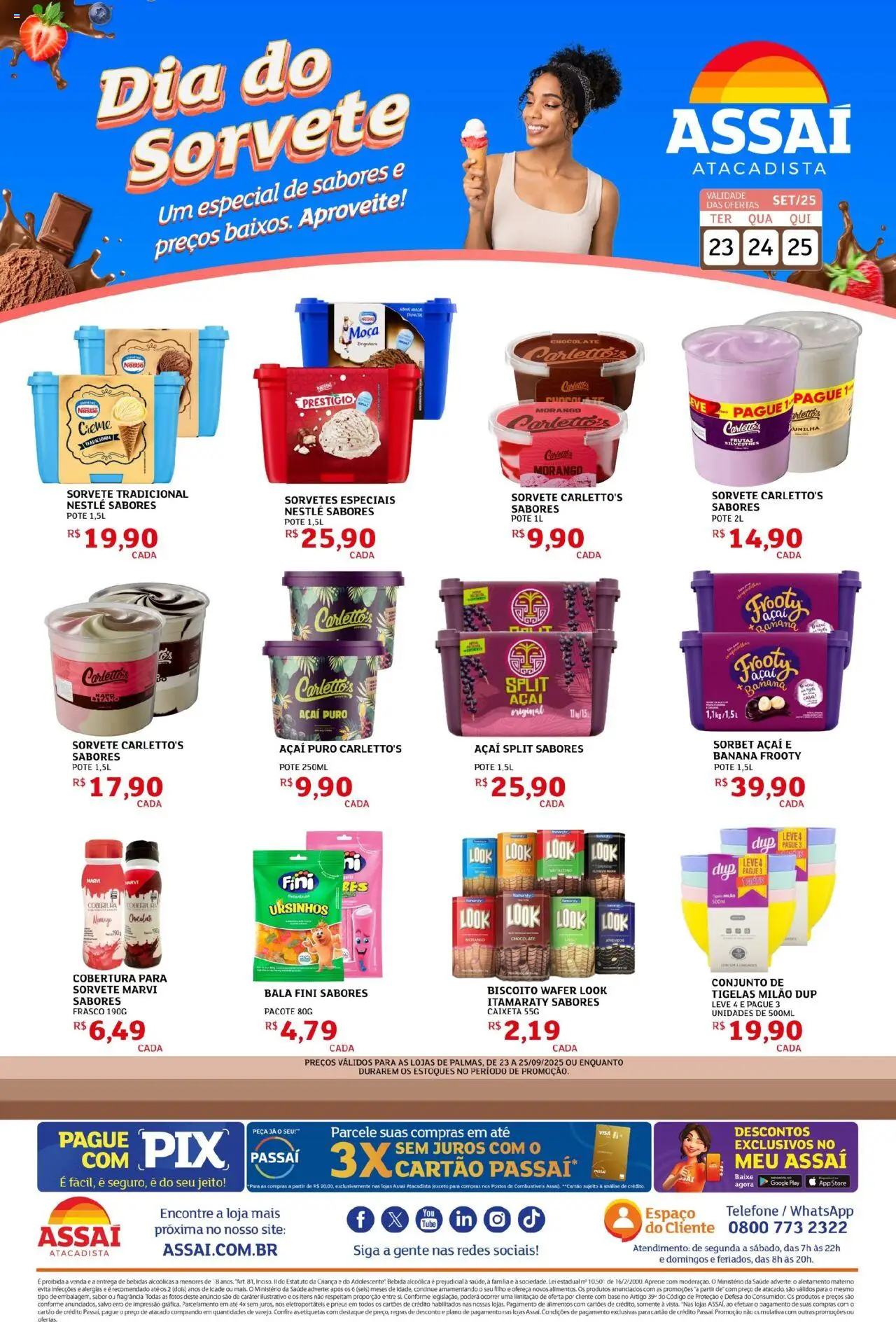 Assaí Atacadista Folheto - válido de 23.09.2025 | Página: 1 | Produtos: Biscoito, Creme, Sorvete, Bebida