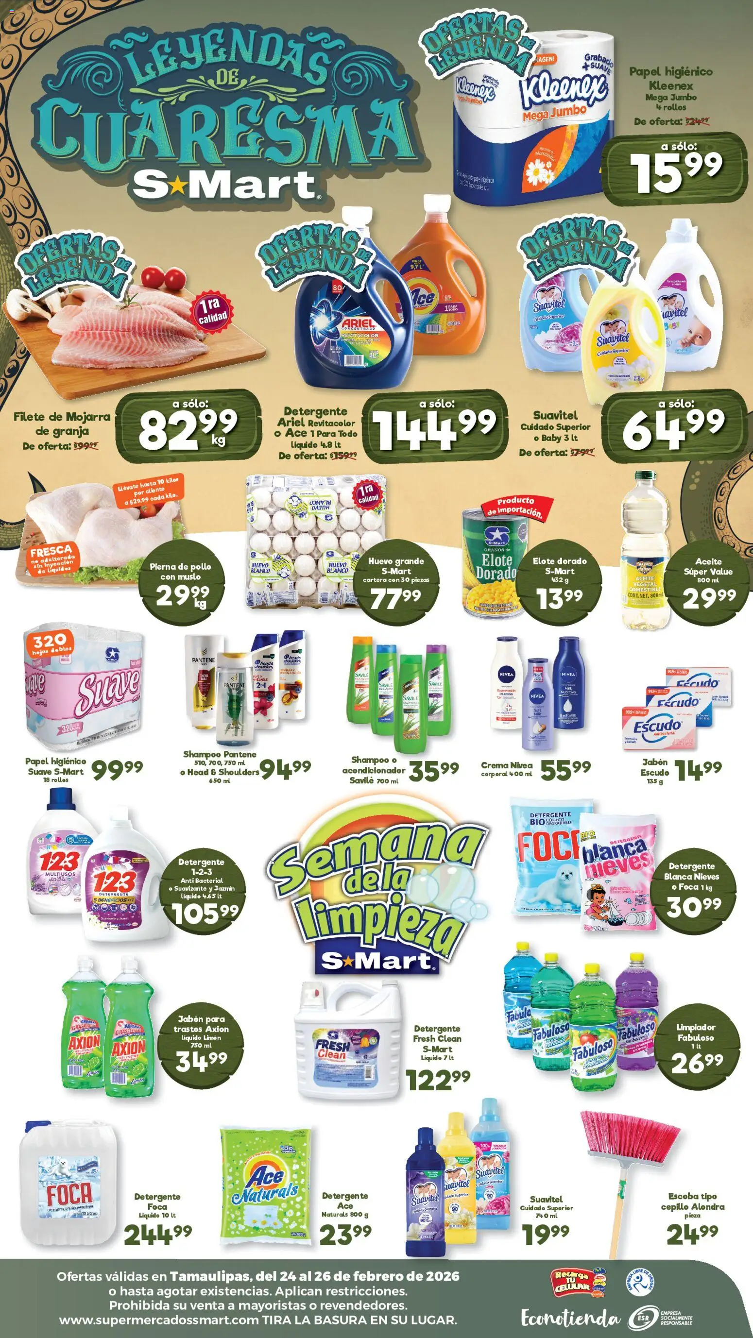Nuevas ofertas de S-Mart válidas en toda la República Mexicana desde el 24.02.2026. ¡Encuentra las mejores ofertas en S-Mart folleto Matamoros! | Página: 2 | Productos: Pollo, Huevo, Suavizante, Acondicionador