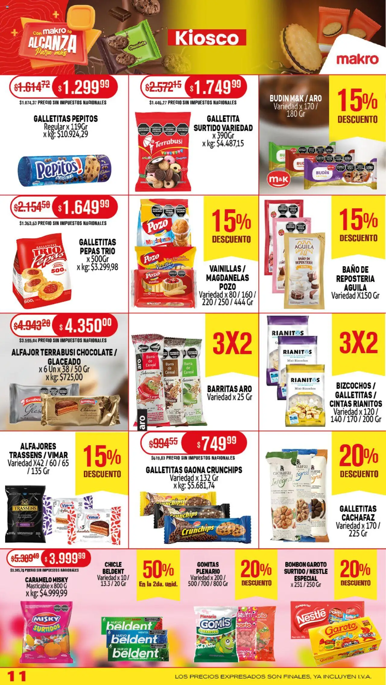 Makro ofertas │ válido desde el 14.08.2025 | Página: 11 | Productos: Baño, Budín, Alfajor, Bizcochos