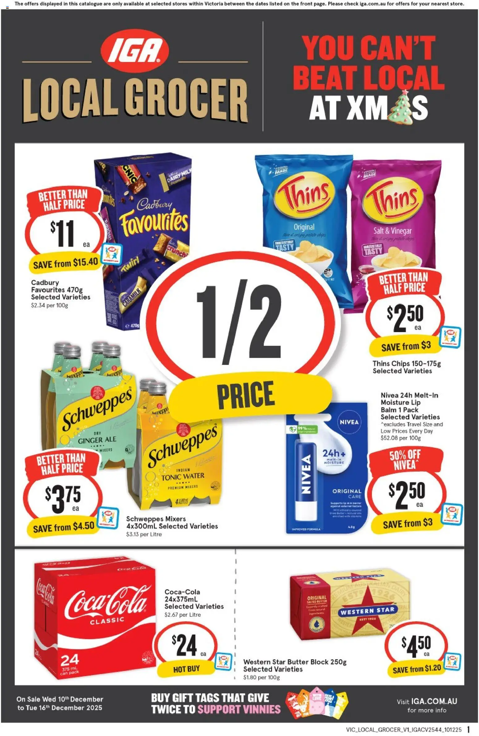 IGA catalogue - valid from 10.12.2025 | Page: 1 | Products: Dairy, Butter, Salt, Vinegar