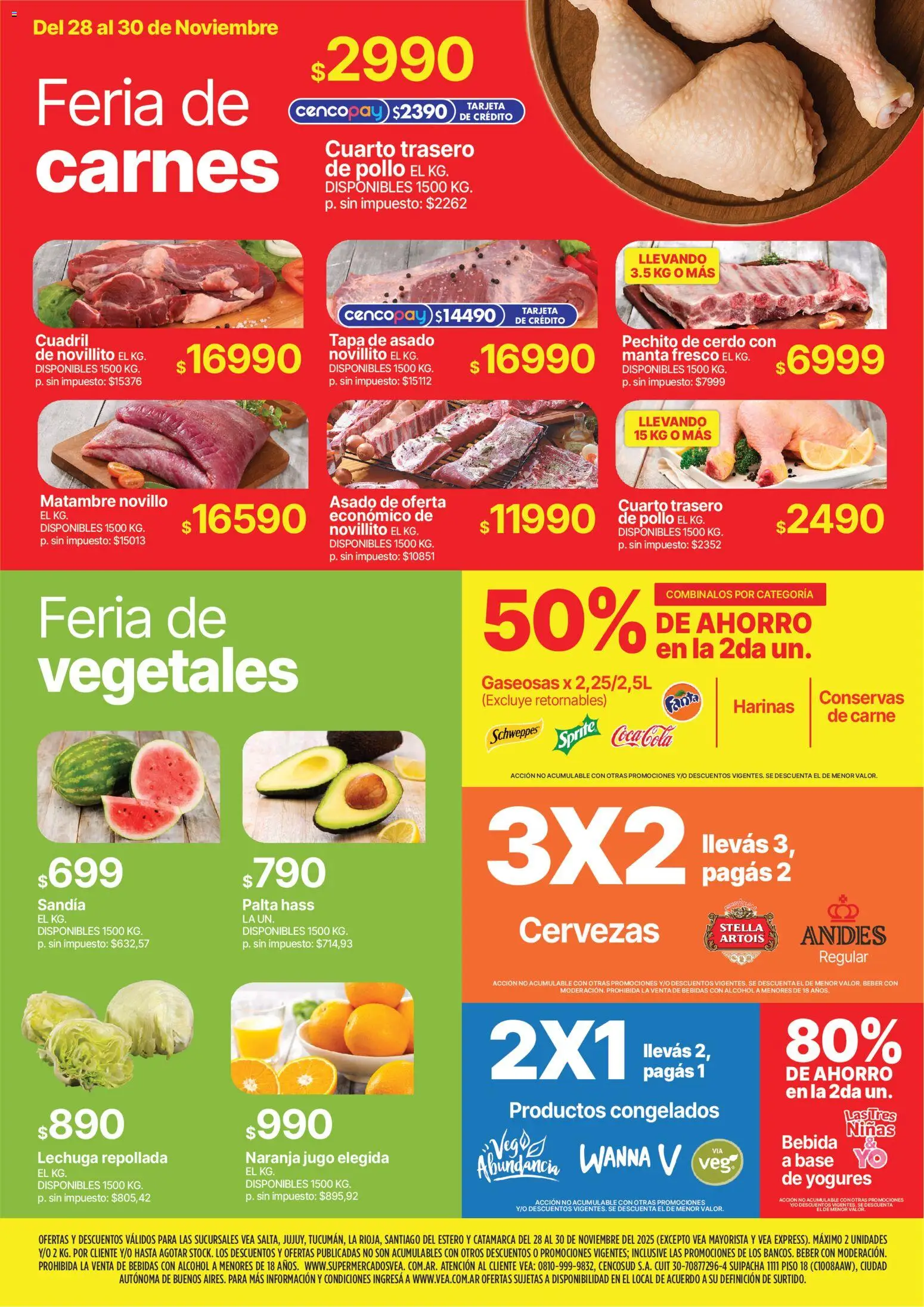 Vea - Oferta fin de semana │ válido desde el 28.11.2025 | Página: 3 | Productos: Pollo, Lechuga, Jugo, Cerdo
