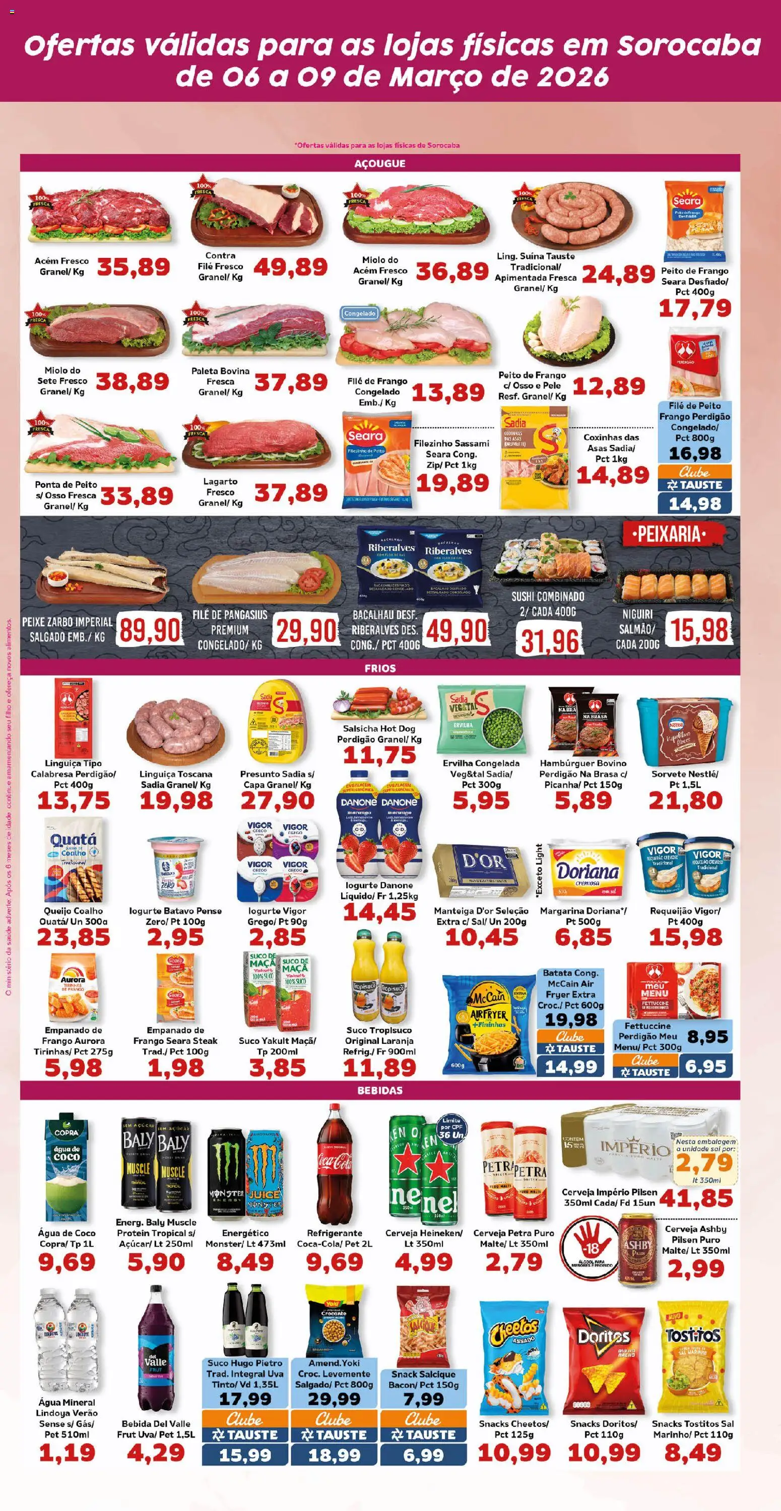 Tauste Folheto - válido de 06.03.2026 | Página: 4 | Produtos: Filé de frango, Queijo coalho, Sal, Margarina