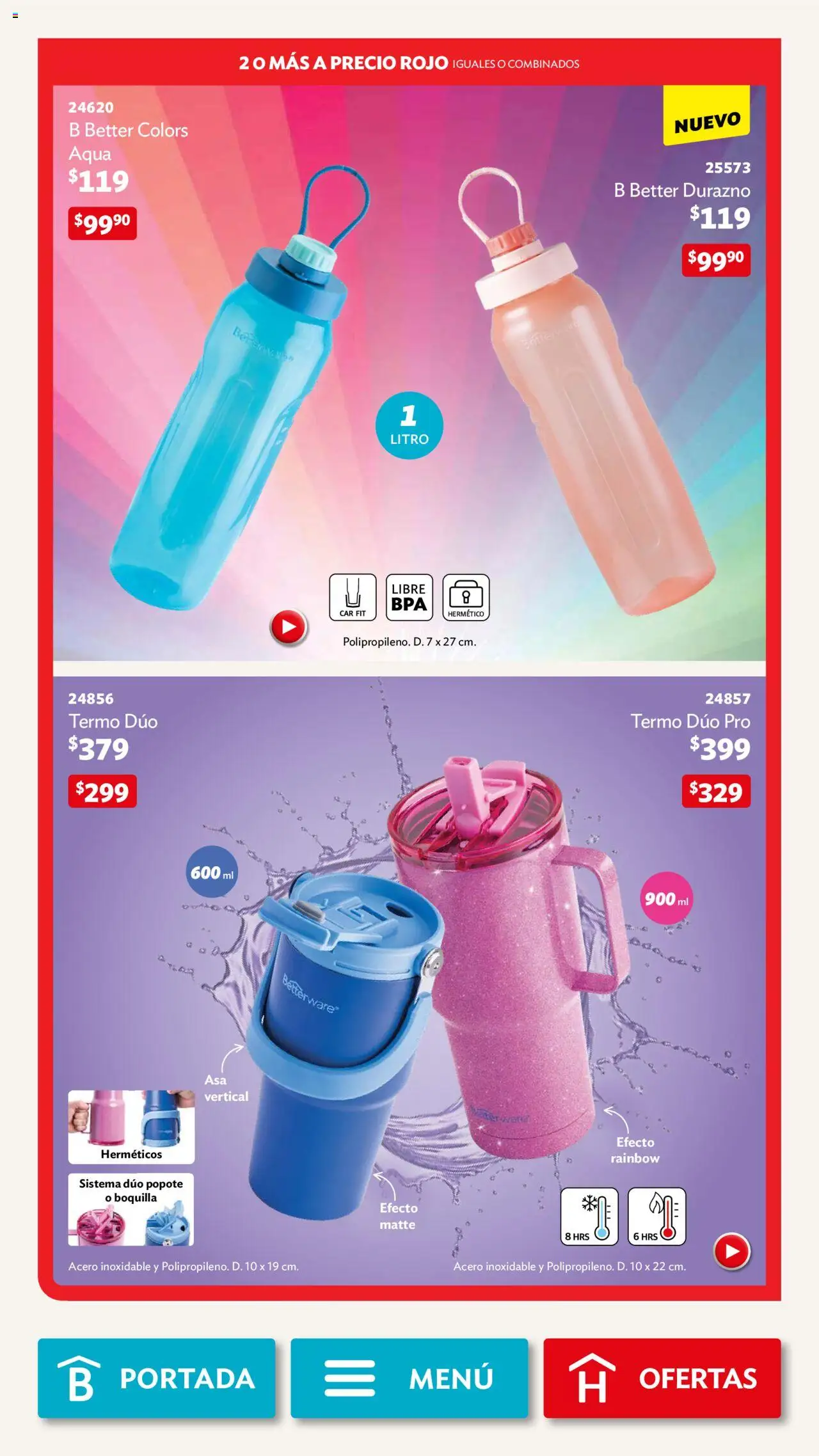 Nuevas ofertas de Betterware válidas en toda la República Mexicana desde el 29.09.2025. ¡Encuentra las mejores ofertas en Betterware - Campaña 10 2025! | Página: 112 | Productos: Durazno, Termo