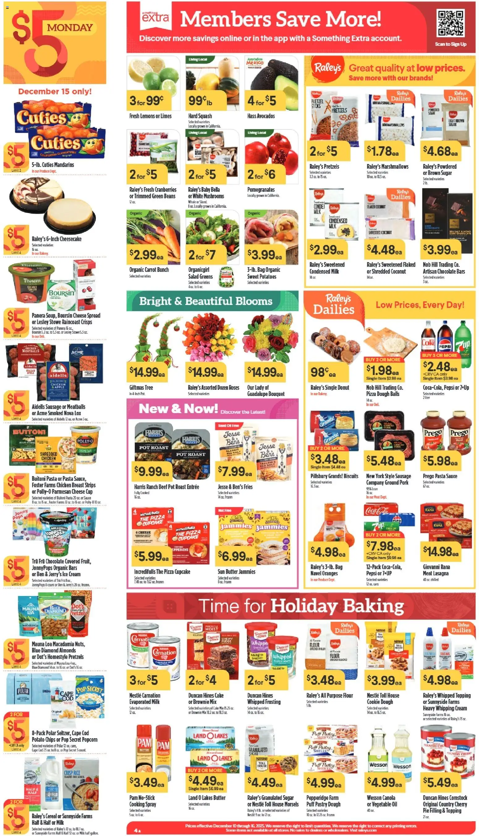 Raley's Weekly Ad - valid from 10.12.2025 | Page: 4 | Products: Butter, Oranges, Pasta, Bag
