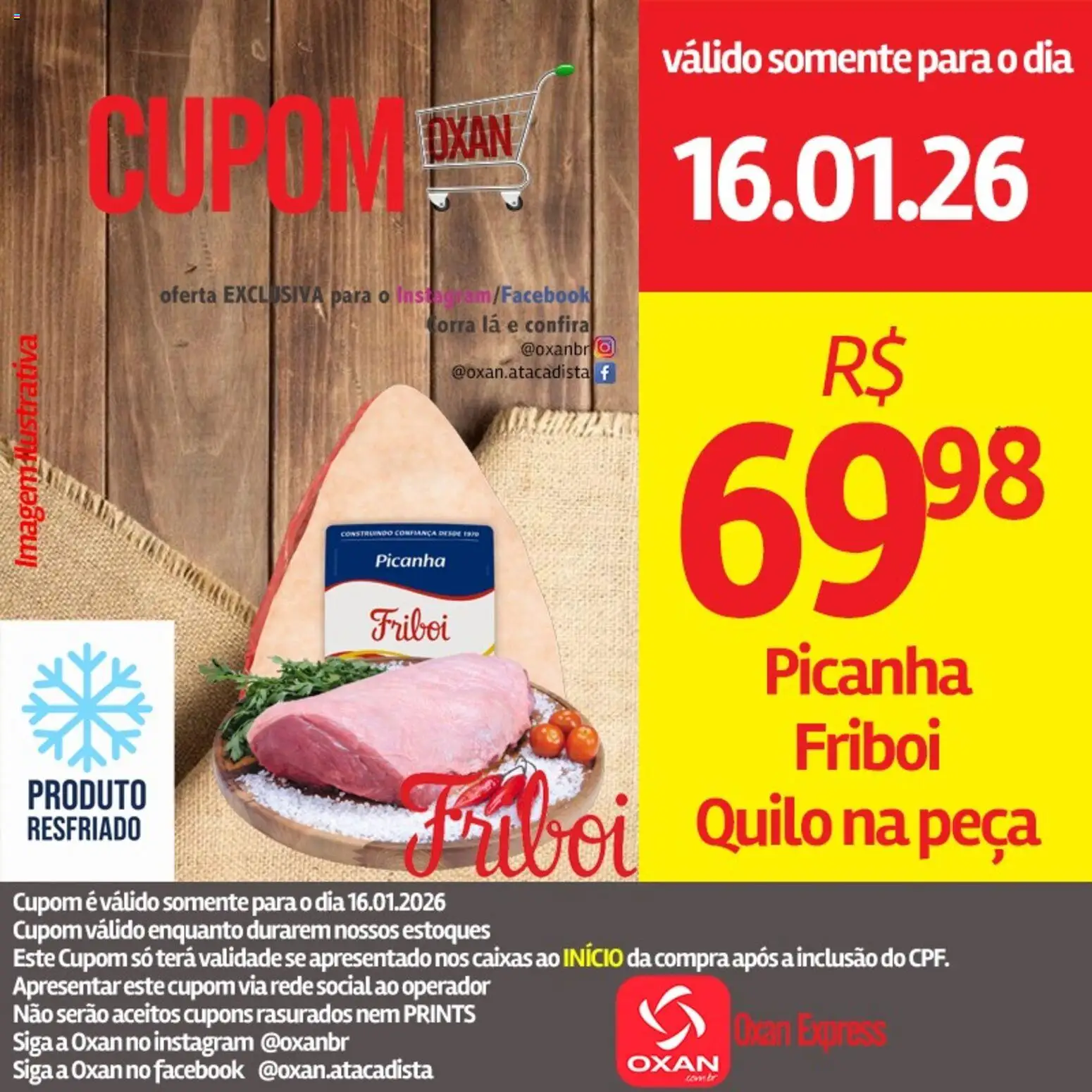 Oxan Atacadista Folheto - válido de 16.01.2026 | Página: 1 | Produtos: Picanha
