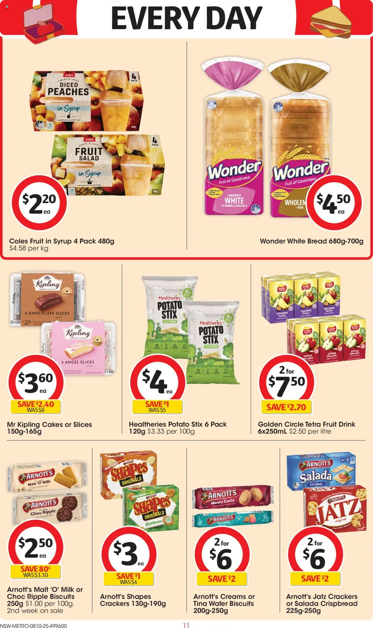 Coles catalogue - valid from 08.10.2025 | Page: 11 | Products: Crackers, Milk, Chocolate, Chicken