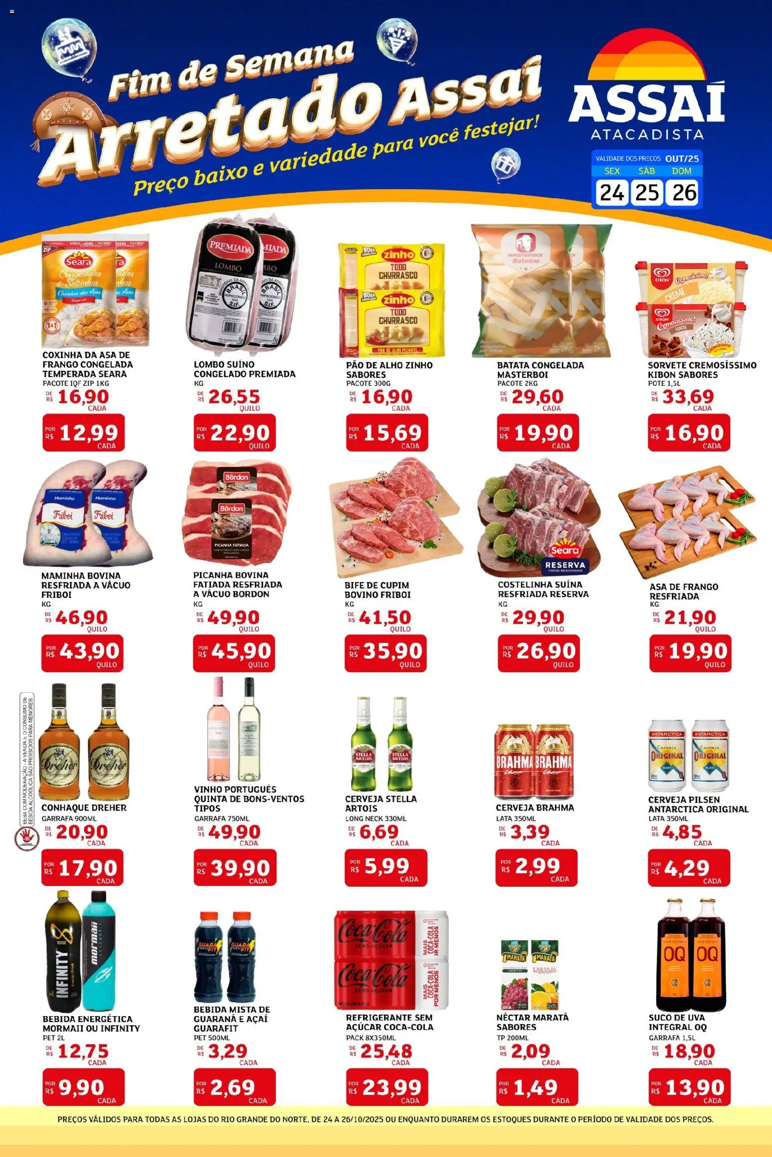Assaí Atacadista Folheto - válido de 24.10.2025 | Página: 1 | Produtos: Conhaque, Cerveja, Açúcar, Batata