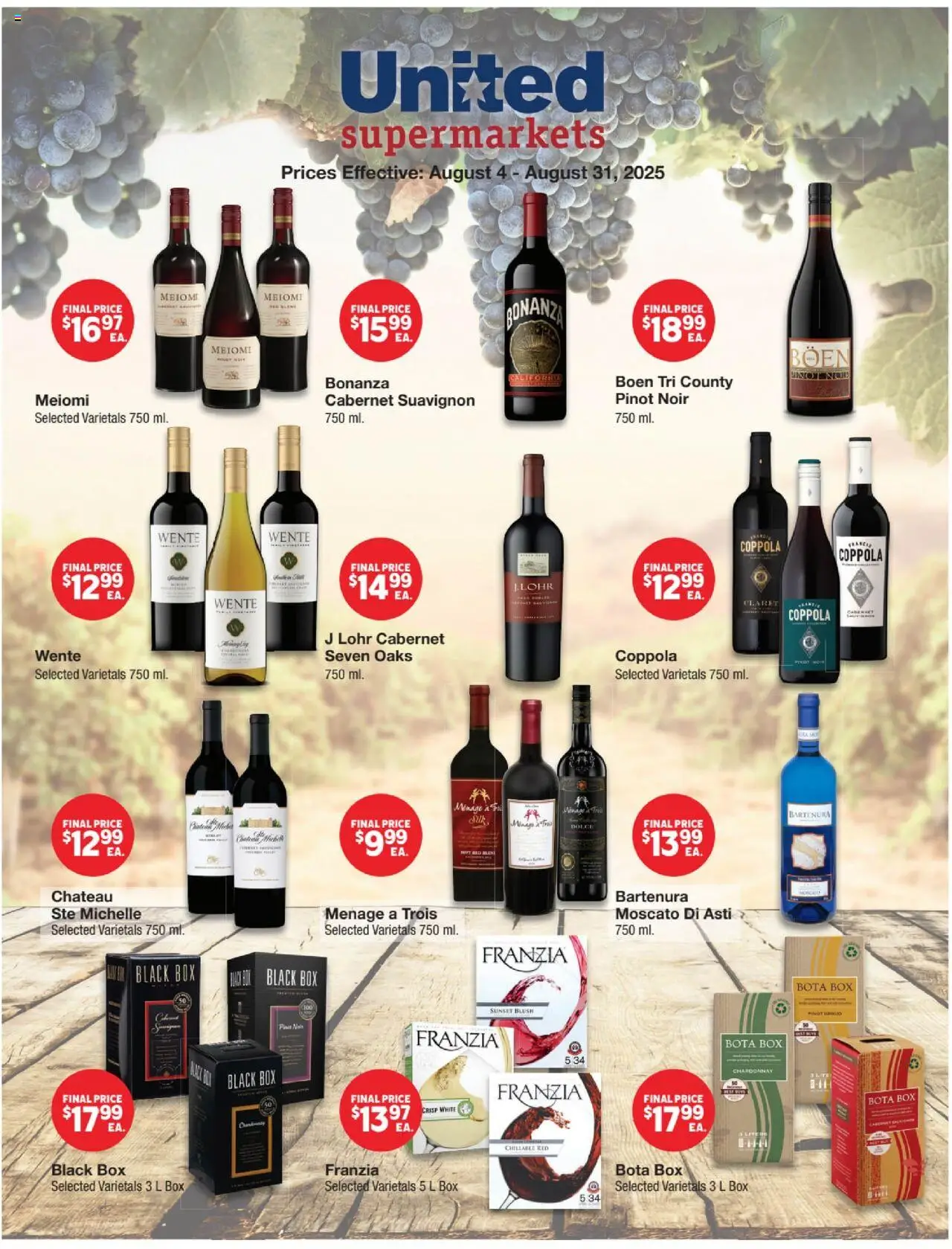 United Supermarkets August Alcohol Flyer - valid from 04.08.2025 | Page: 2 | Products: Bed, Box, Blush
