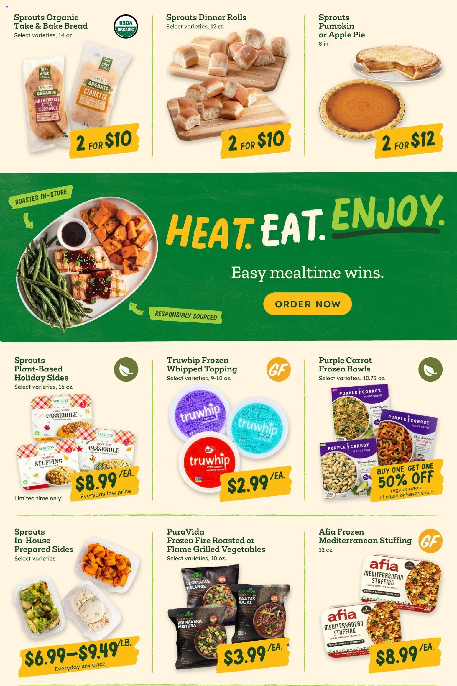 Sprouts Weekly Ad - valid from 12.11.2025 | Page: 8 | Products: Bread, Carrot, Vegetables, Apple Pie