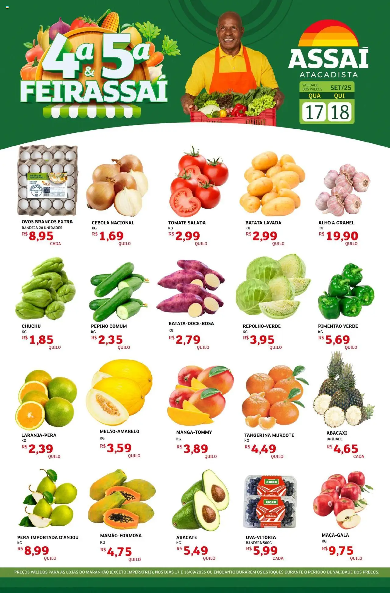 Assaí Atacadista Folheto - válido de 17.09.2025 | Página: 1 | Produtos: Pera, Chuchu, Salada, Bandeja