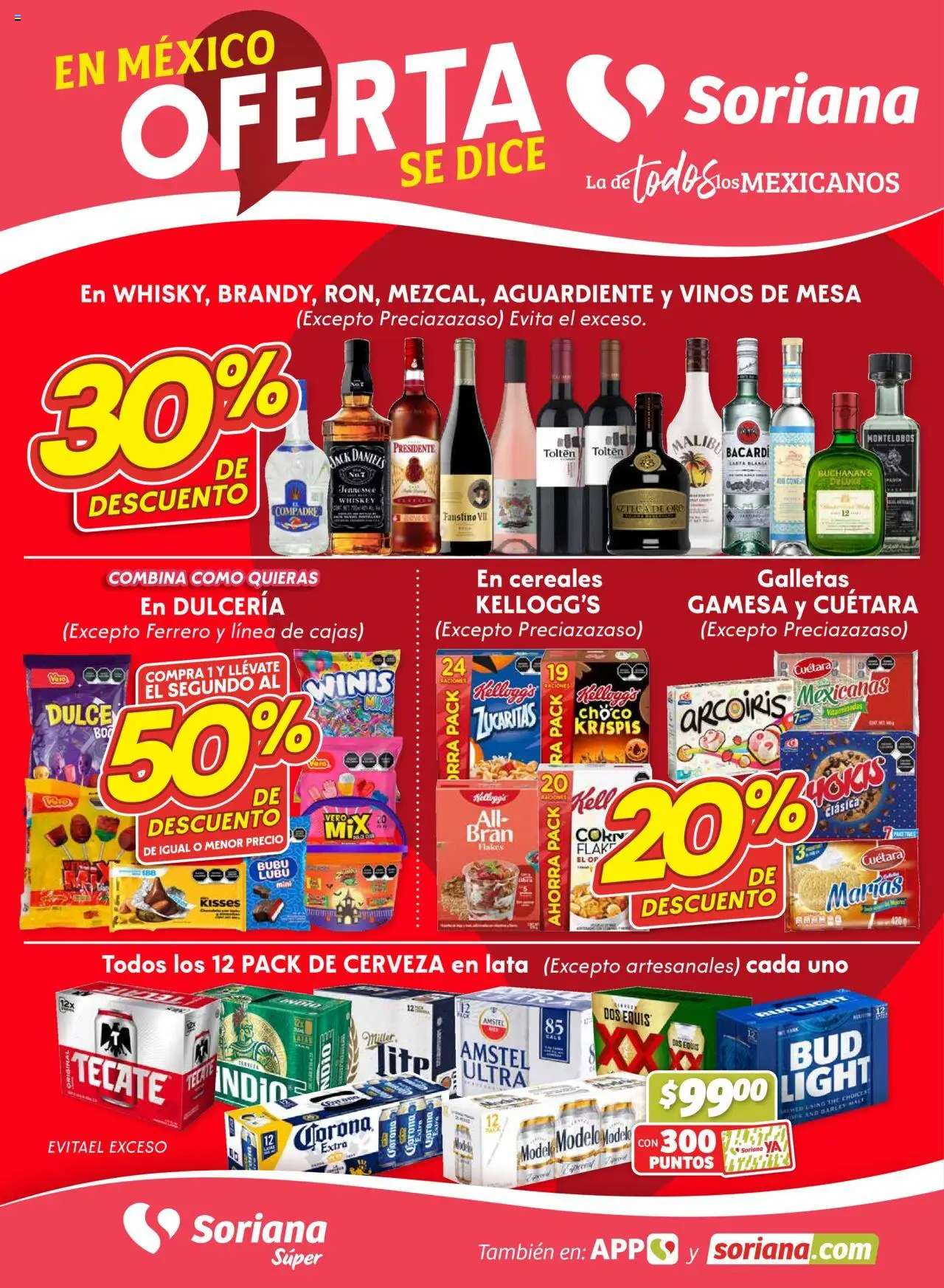 Nuevas ofertas de Soriana válidas en toda la República Mexicana desde el 02.10.2025. ¡Encuentra las mejores ofertas en Soriana - Fin de Semana Súper: BCS, Son y Sin! | Página: 1 | Productos: Whiskey, Cerveza, Cereales, Galletas