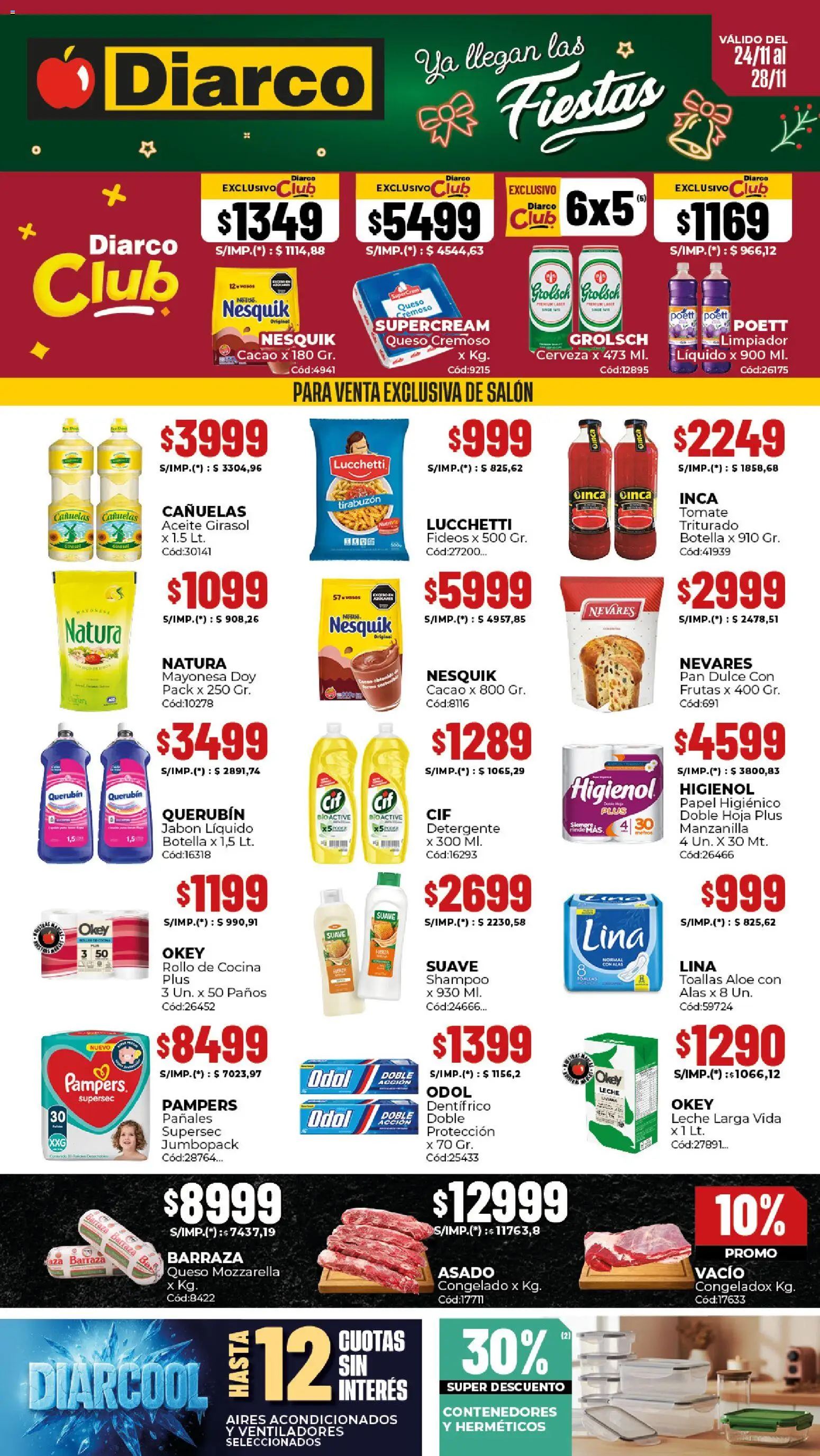 Diarco - Ofertas  │ válido desde el 24.11.2025 | Página: 1 | Productos: Botella, Toallas, Tomate, Vasos