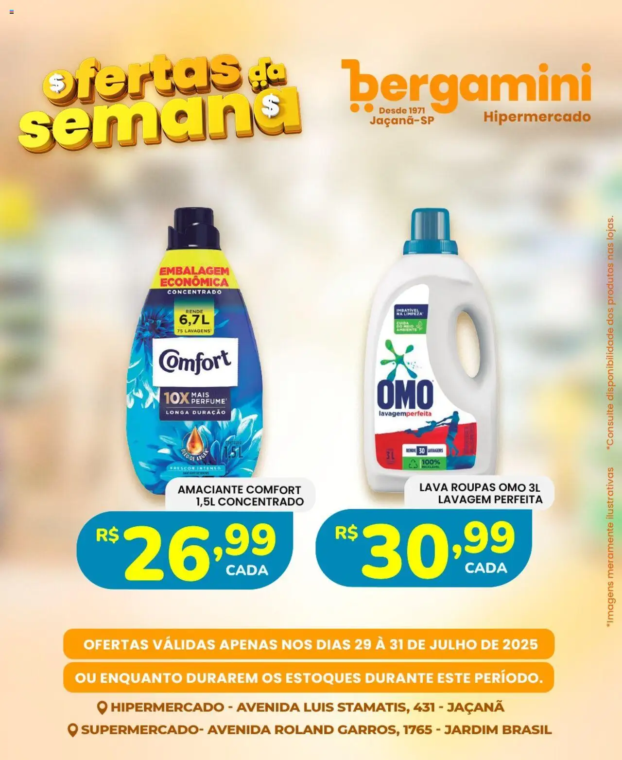 Supermercado Bergamini Folheto - válido de 29.07.2025 | Página: 7 | Produtos: Óleo, Roupas, Amaciante