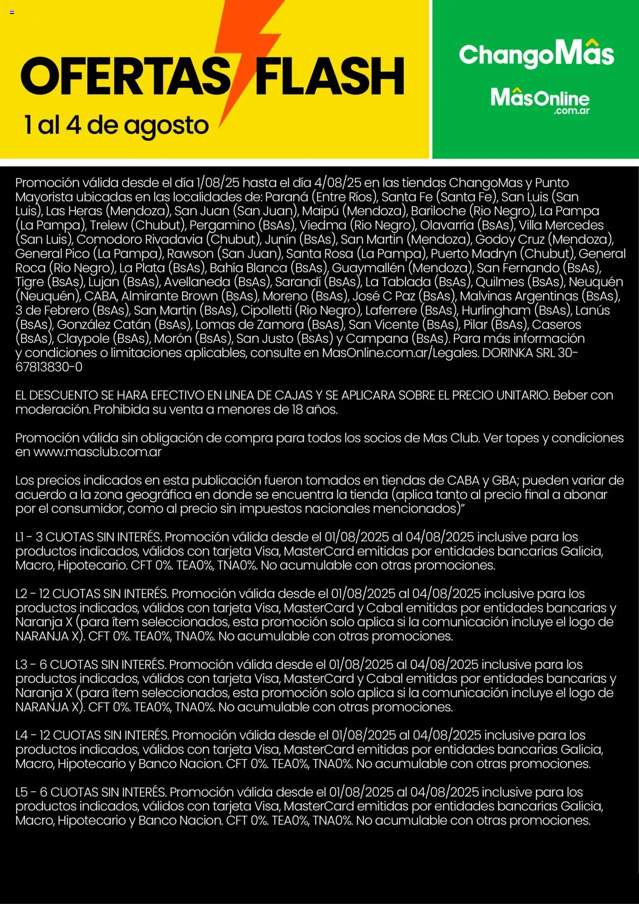 Changomas ofertas flash │ válido desde el 01.08.2025 | Página: 7 | Productos: Pico, Banco, Sobre, General