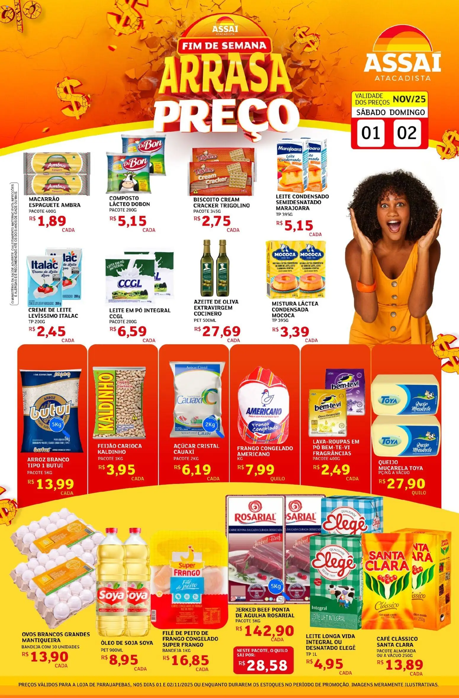 Assaí Atacadista Folheto - válido de 01.11.2025 | Página: 1 | Produtos: Feijão, Leite, Macarrão, Azeite