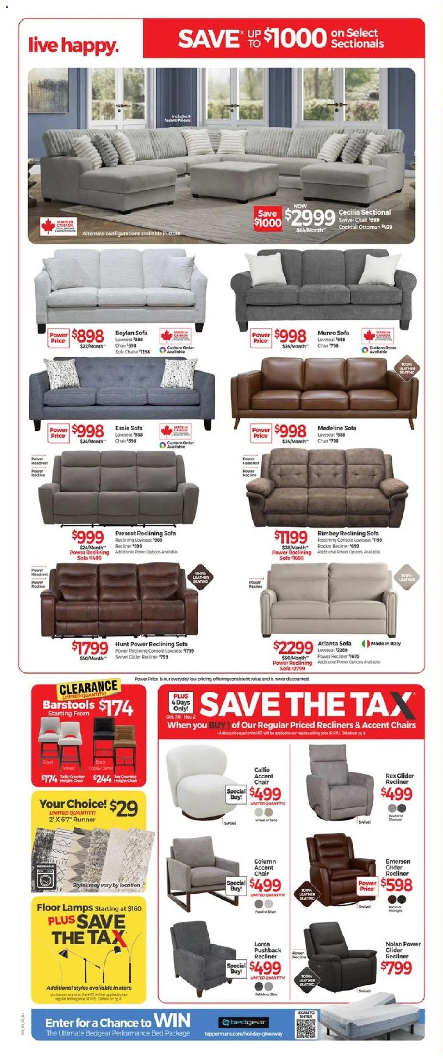 Tepperman's flyer valid from 30.10.2025 | Page: 4 | Products: Bed, Sofa, Chair