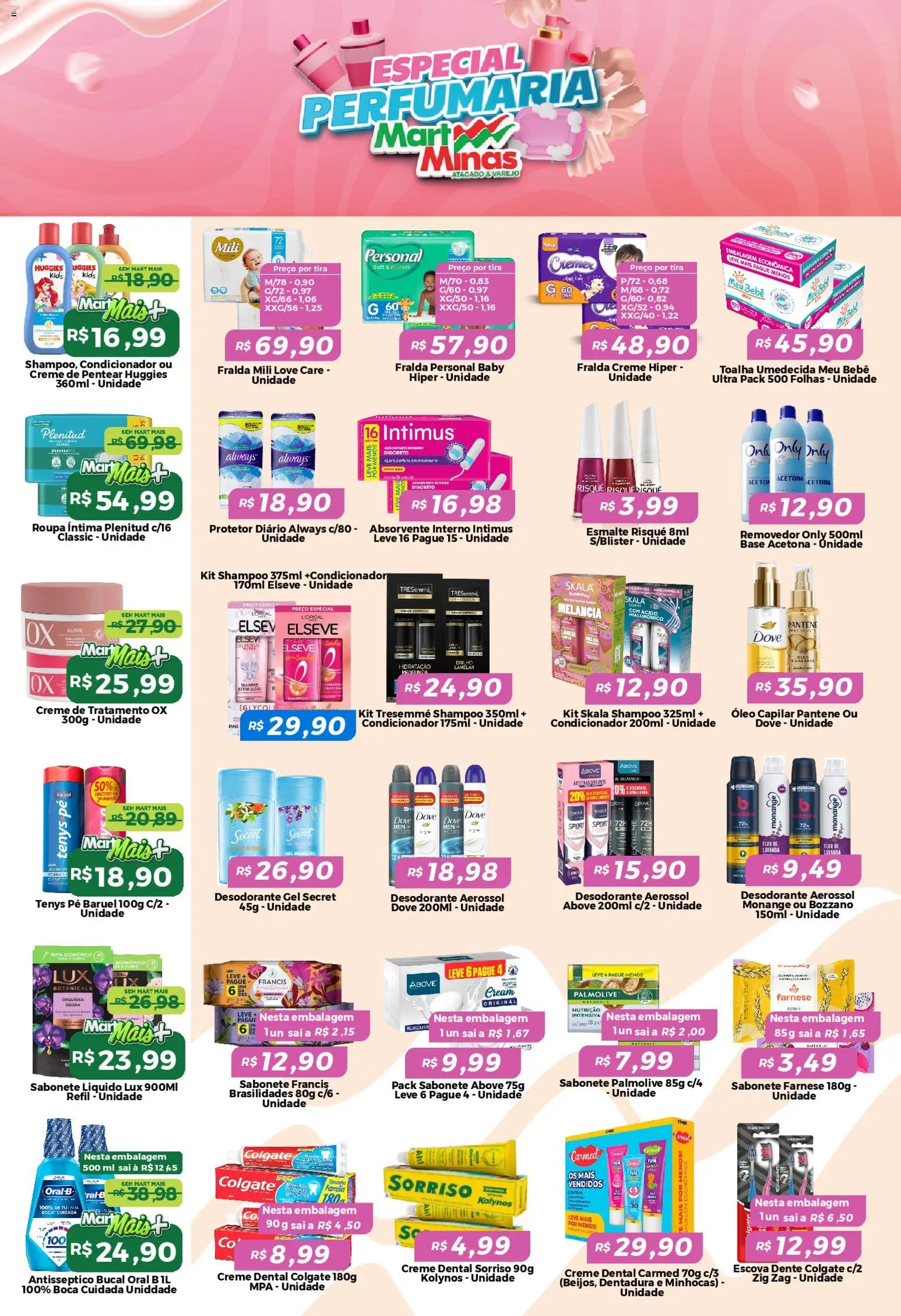 Mart Minas Folheto - válido de 09.04.2026 | Página: 6 | Produtos: Desodorante, Base, Absorvente interno, Toalha umedecida