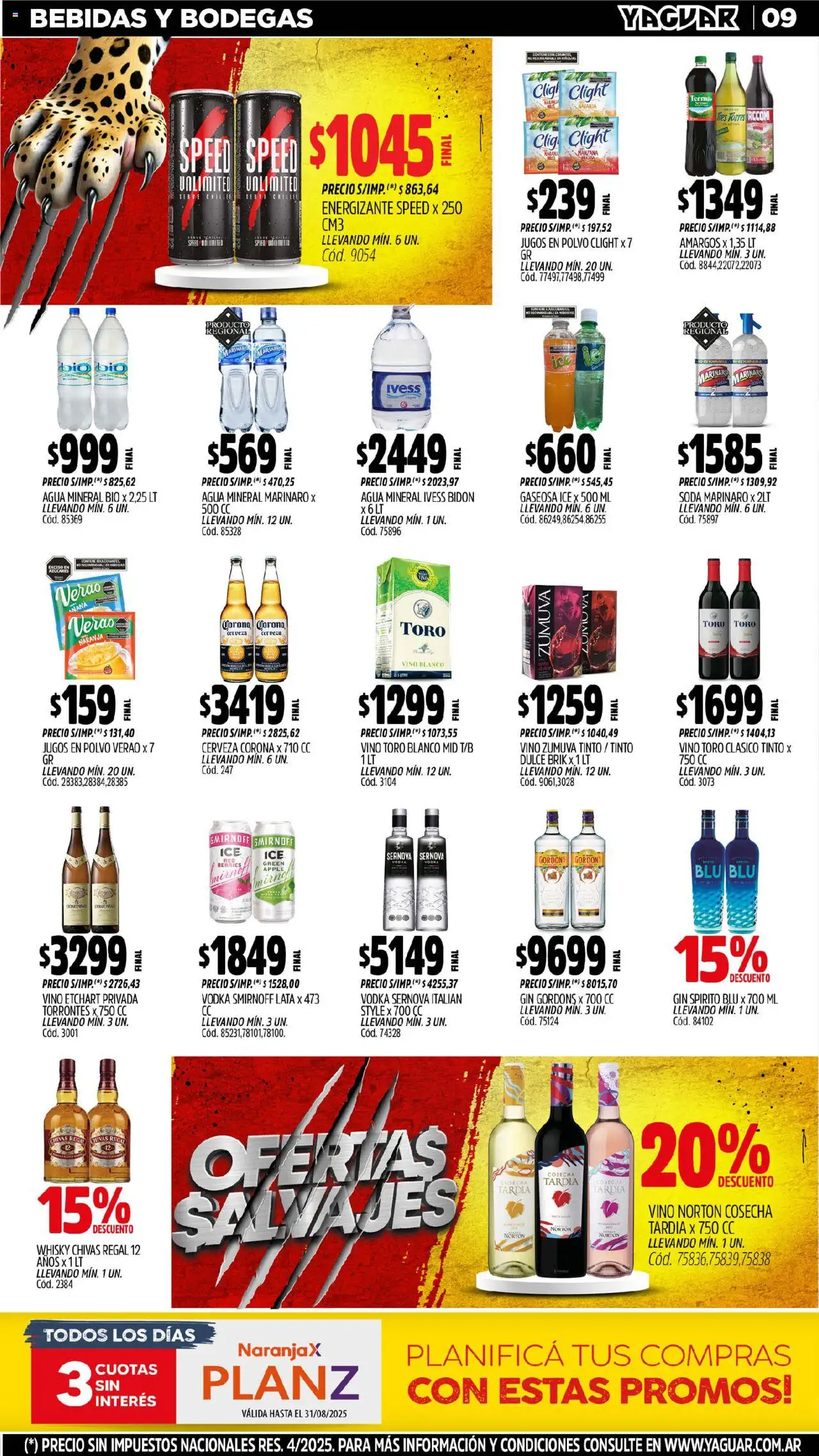 Yaguar - Salta │ válido desde el 04.08.2025 | Página: 8 | Productos: Bidón, Agua, Vino, Cerveza