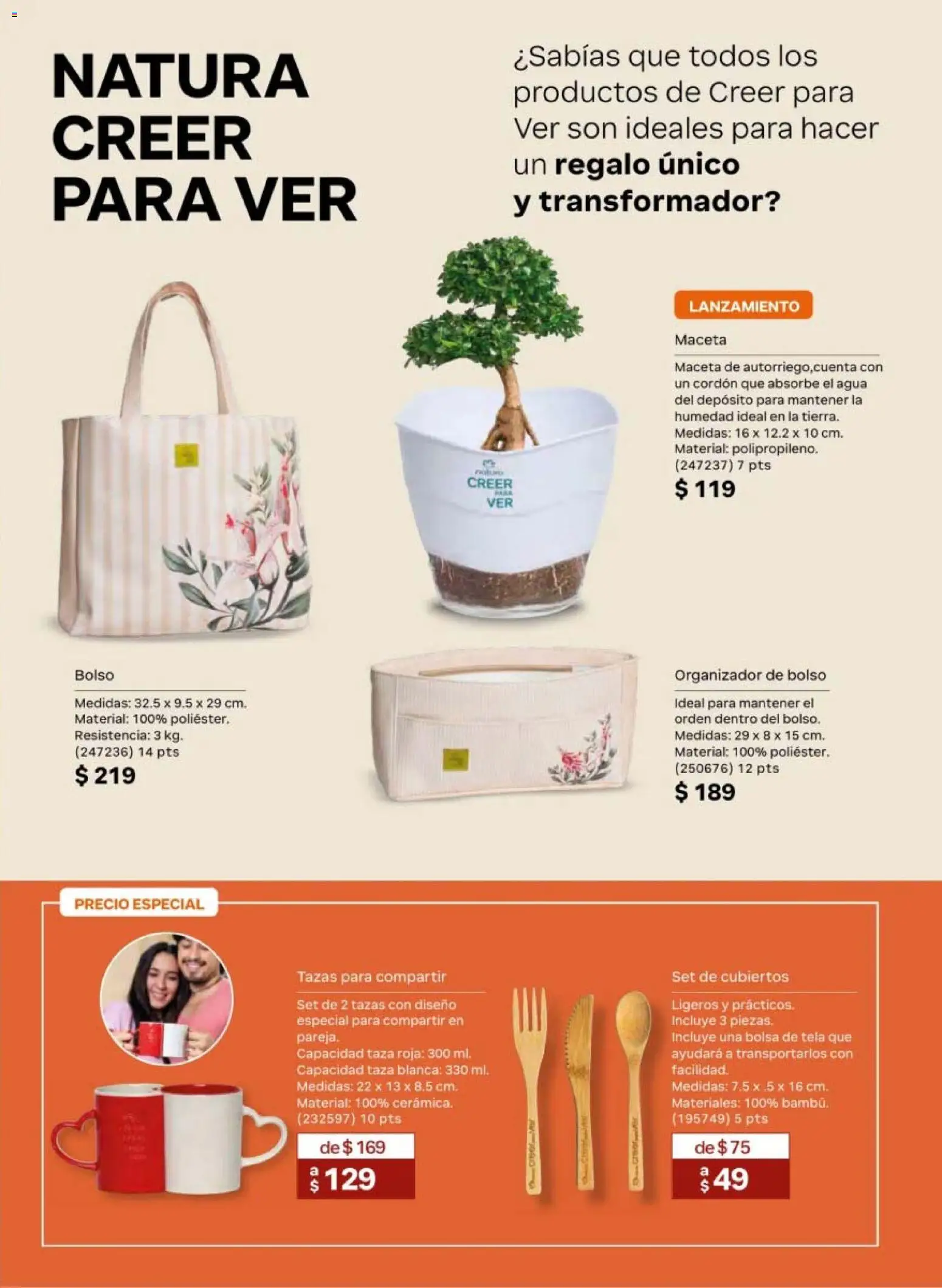 Nuevas ofertas de Natura válidas en toda la República Mexicana desde el 24.04.2026. ¡Encuentra las mejores ofertas en Natura campaña 7 2026! | Página: 159 | Productos: Taza, Bolsa, Agua, Organizador
