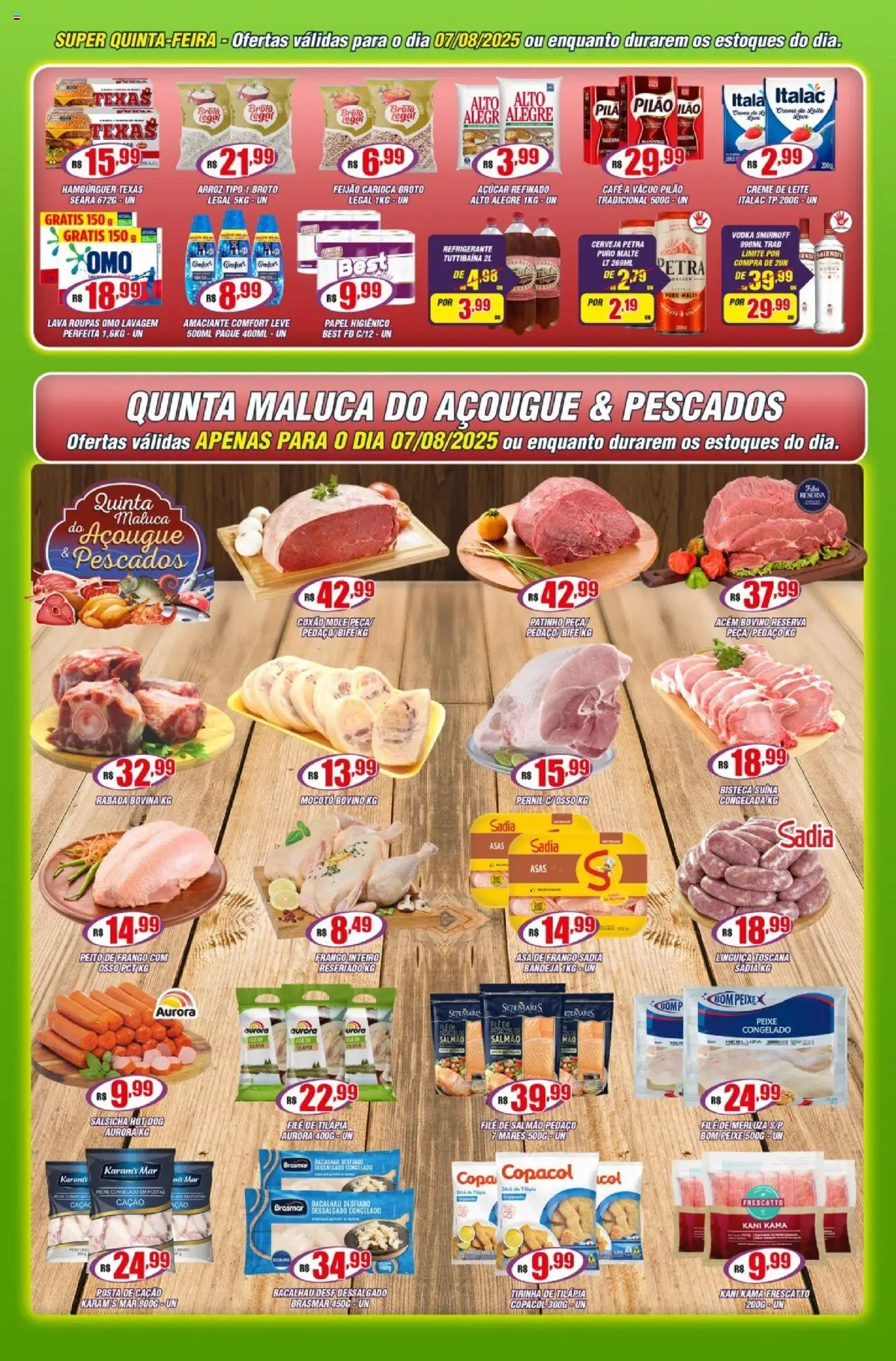 Violeta Supermercados Folheto - válido de 05.08.2025 | Página: 2 | Produtos: Salmão, Bacalhau, Roupas, Filé de tilápia