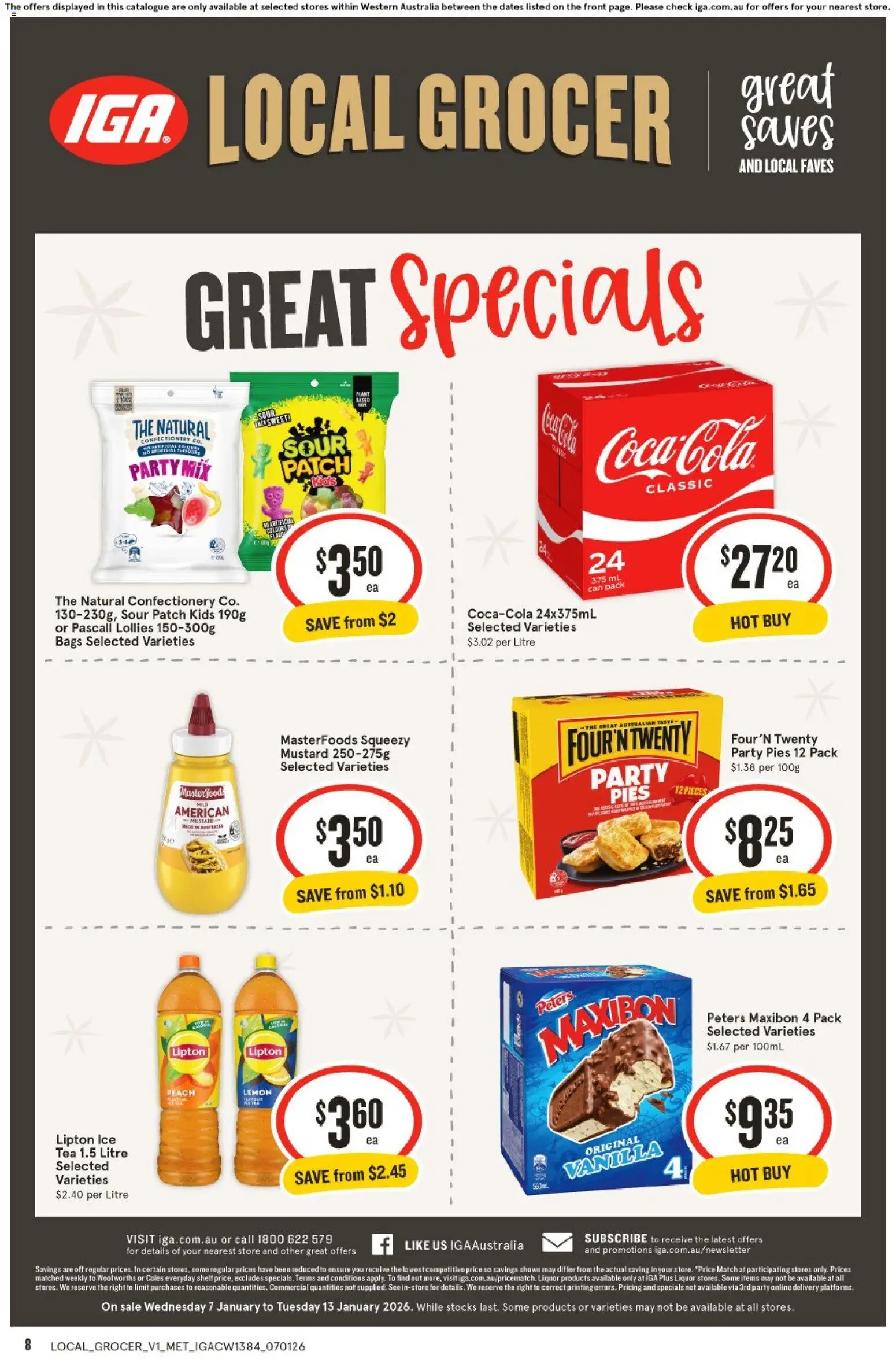IGA catalogue - valid from 07.01.2026 | Page: 8 | Products: Tea, Mustard, Lollies, Peach