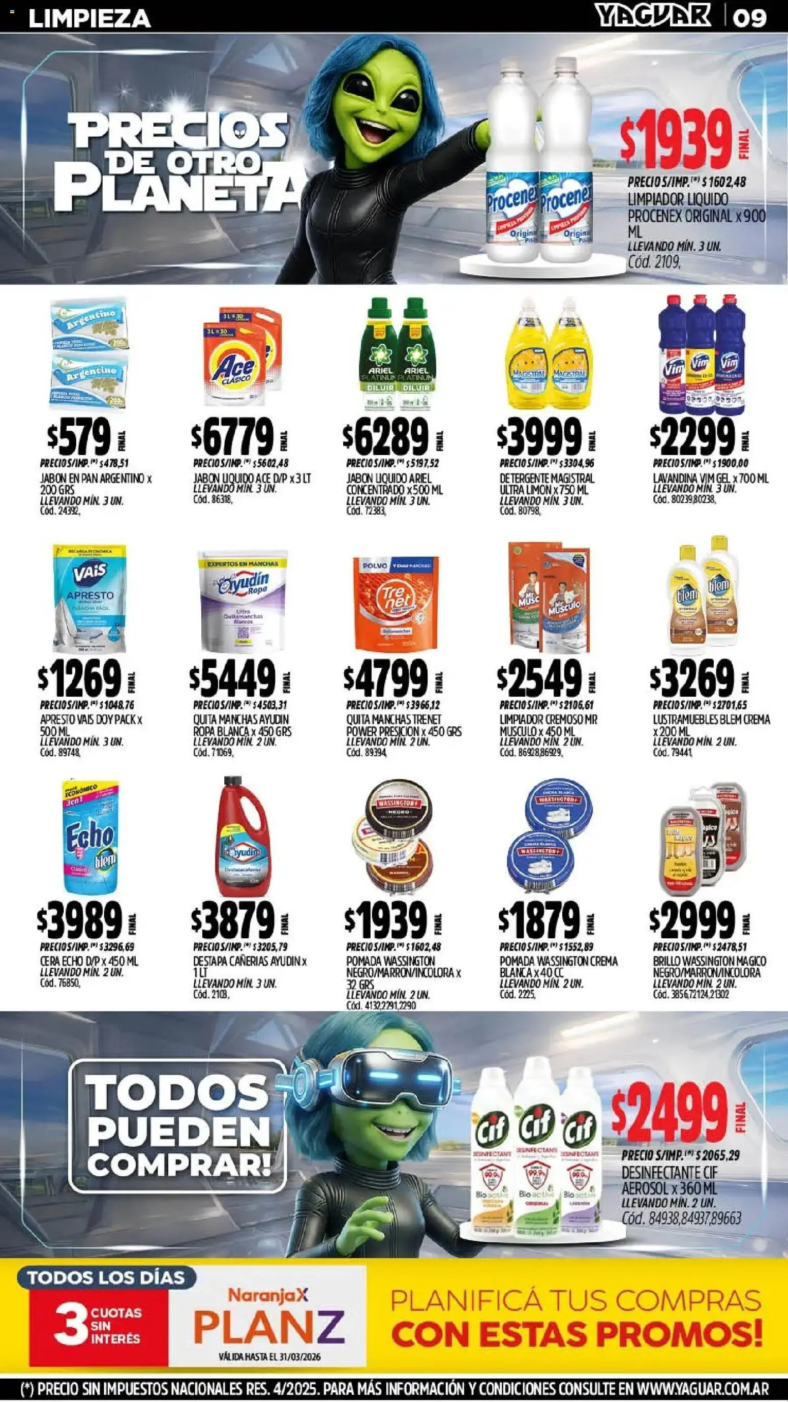 Yaguar - Oferta Semanal Mar del Plata │ válido desde el 02.03.2026 | Página: 9 | Productos: Lavandina, Brillo, Jabón, Crema