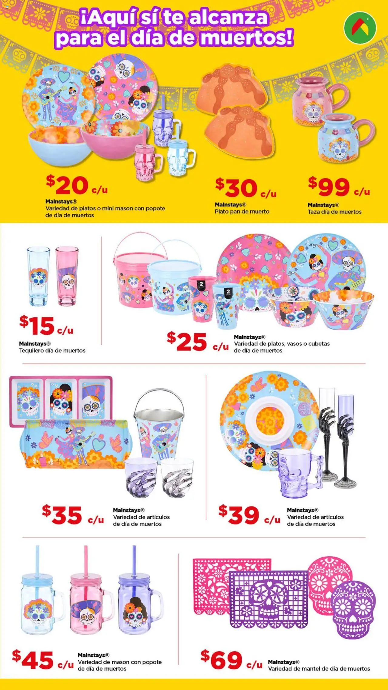 Nuevas ofertas de Bodega Aurrerá válidas en toda la República Mexicana desde el 17.09.2025. ¡Encuentra las mejores ofertas en Bodega Aurrerá - Folleto Día de Muertos! | Página: 2 | Productos: Taza, Mantel, Pan, Vasos