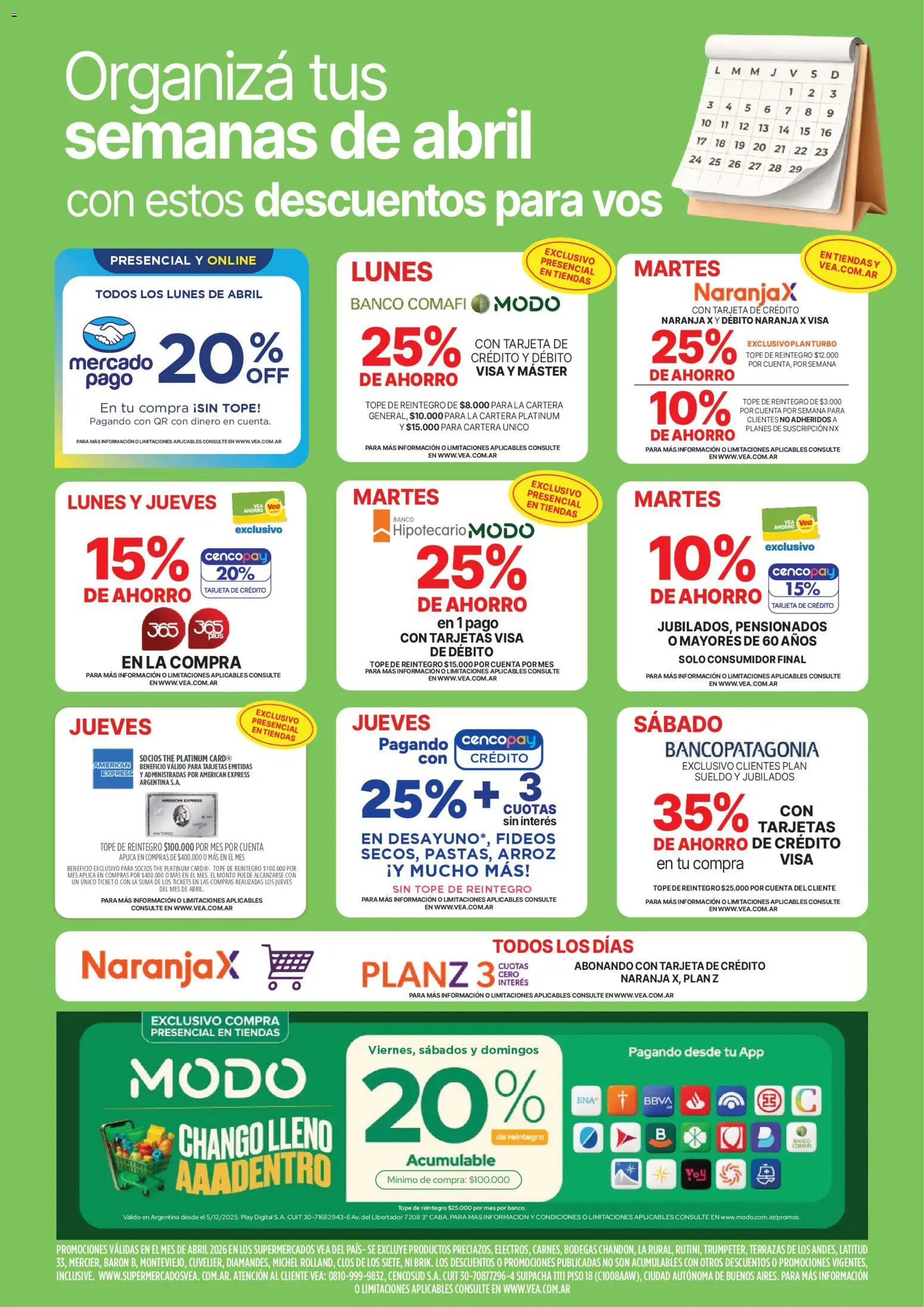Vea - Ofertas fin de semana  │ válido desde el 10.04.2026 | Página: 9 | Productos: Cartera, Banco, Arroz, Fideos