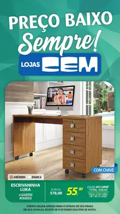 Lojas Cem - Ofertas atuais - Pré-Visualização do folheto da loja Lojas Cem, válido de 20.04.2026 | Página: 106 | Produtos: Escrivaninha, Carne, Baixo