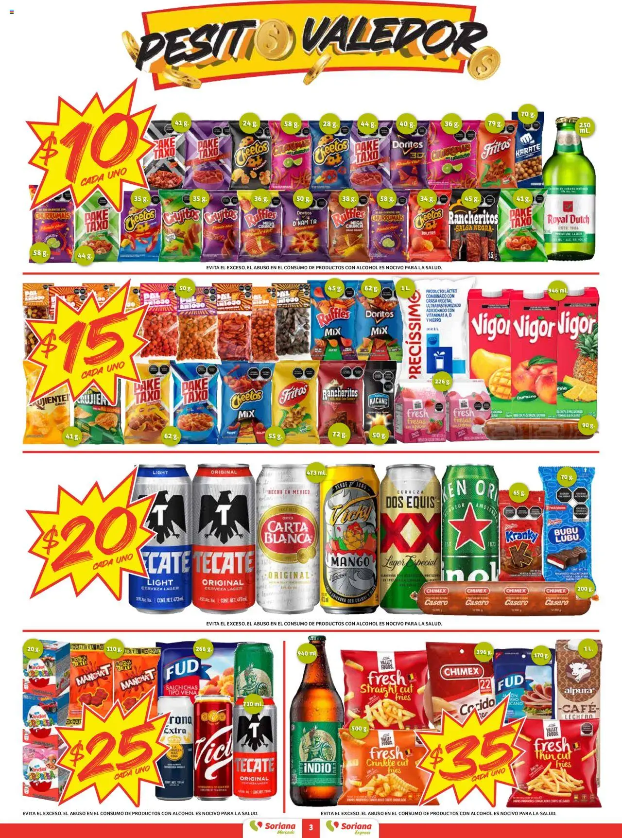 Nuevas ofertas de Soriana válidas en toda la República Mexicana desde el 25.09.2025. ¡Encuentra las mejores ofertas en Soriana - Pesito Valedor Mercado: Edo Mex, Valle De México, Gro, Hgo, Mor, Pue, Qto, Tlax, Ver! | Página: 3 | Productos: Mango, Café, Cerveza, Fresas