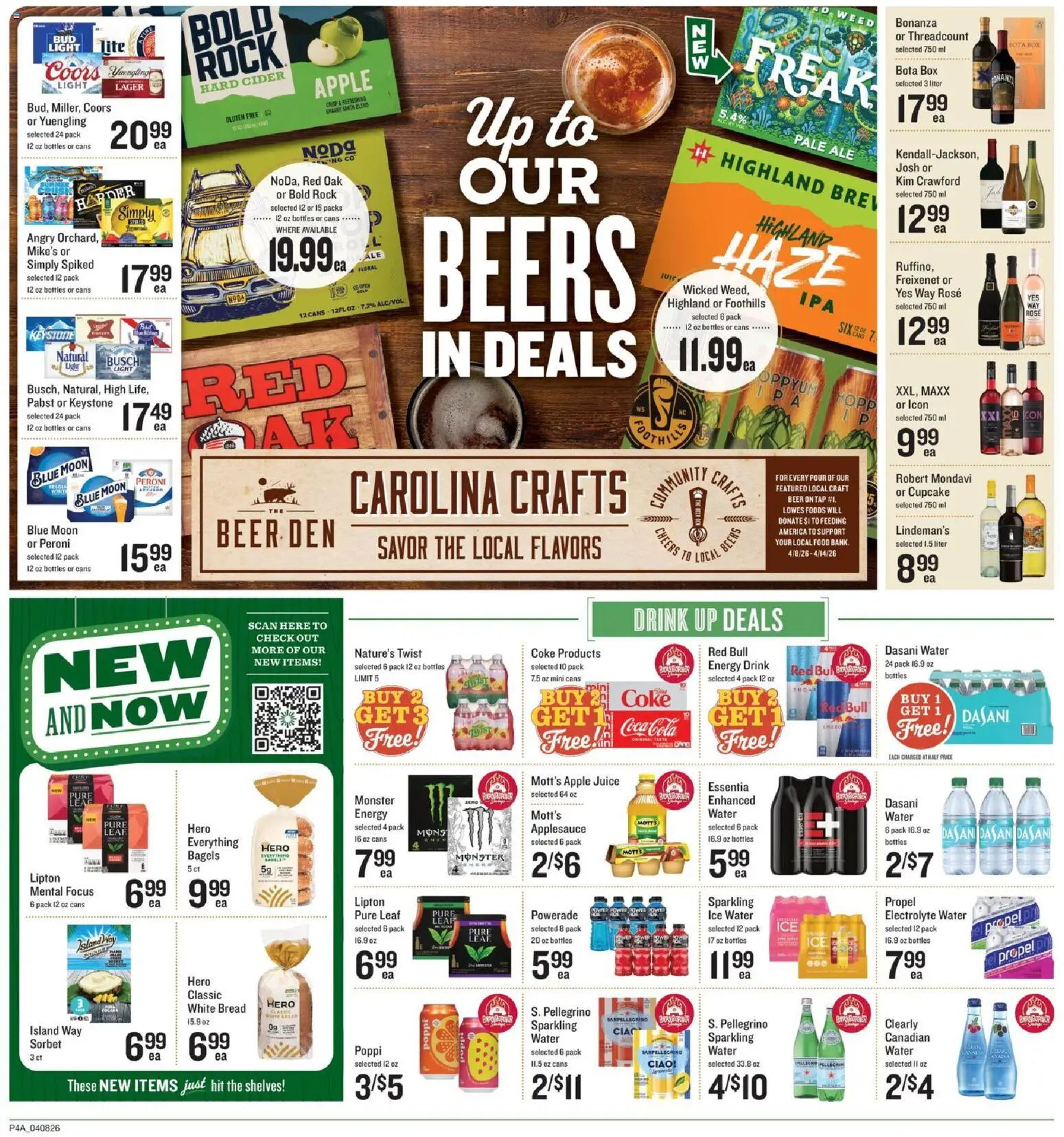 Lowes Foods Weekly Ad - valid from 08.04.2026 | Page: 4 | Products: Cider, Box, Beer, Water