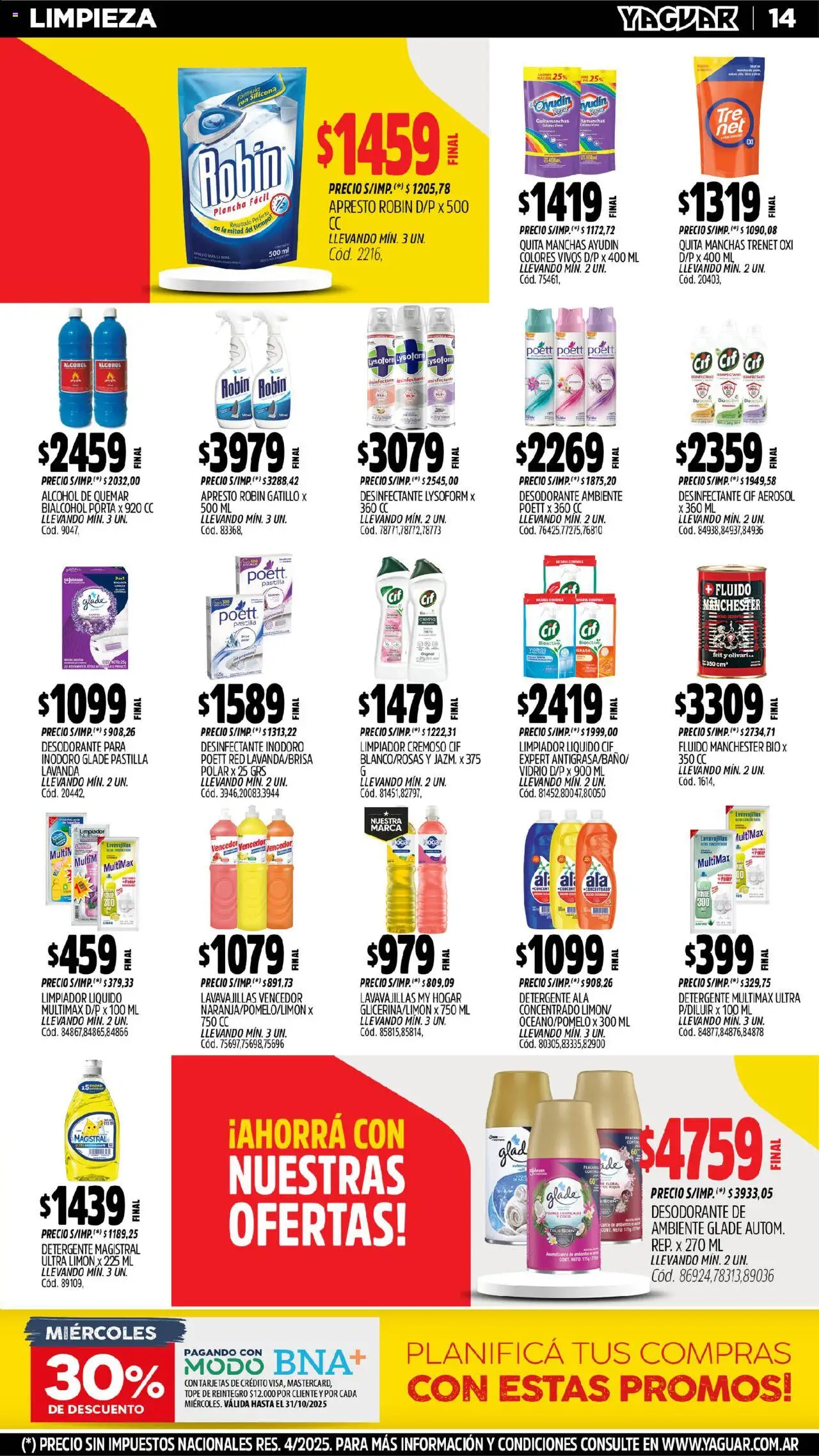 Yaguar - Parque Chacabuco │ válido desde el 13.10.2025 | Página: 14 | Productos: Desinfectante, Lavavajillas, Quitamanchas, Limón