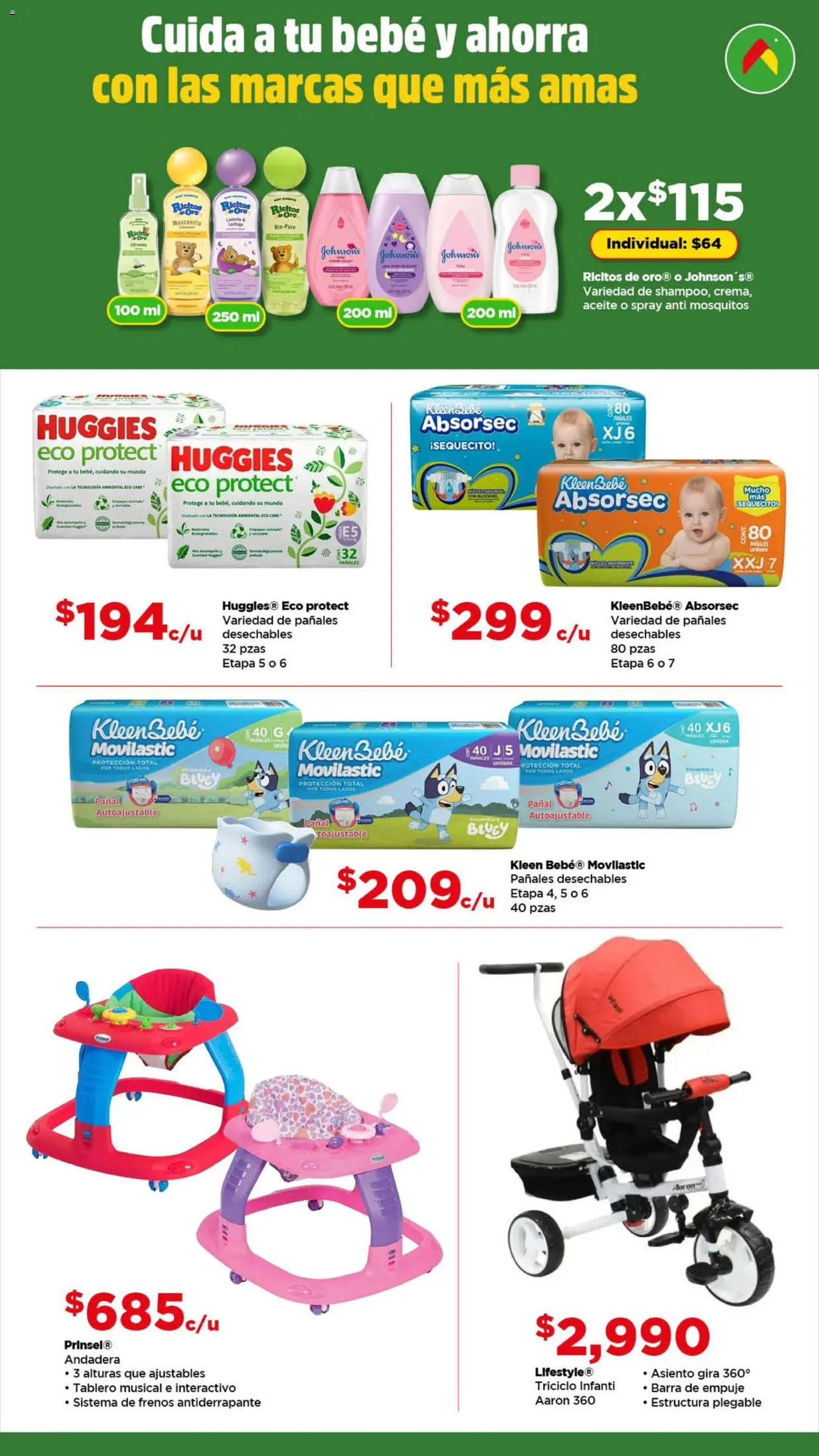 Nuevas ofertas de Bodega Aurrerá válidas en toda la República Mexicana desde el 22.04.2026. ¡Encuentra las mejores ofertas en Bodega Aurrerá folleto Cuida a tu bebé y a toda tu familia ! | Página: 3 | Productos: Aceite, Pañales, Barra