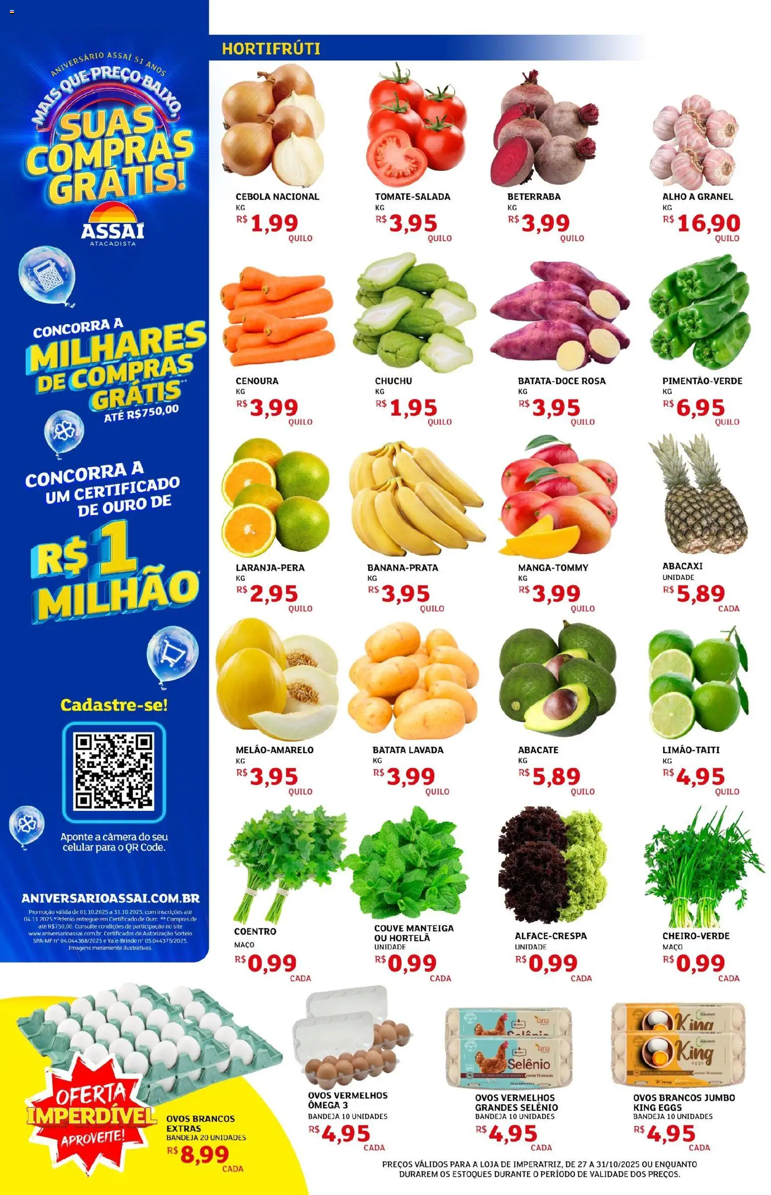 Assaí Atacadista Folheto - válido de 27.10.2025 | Página: 2 | Produtos: Alho, Celular, Abacaxi, Baixo