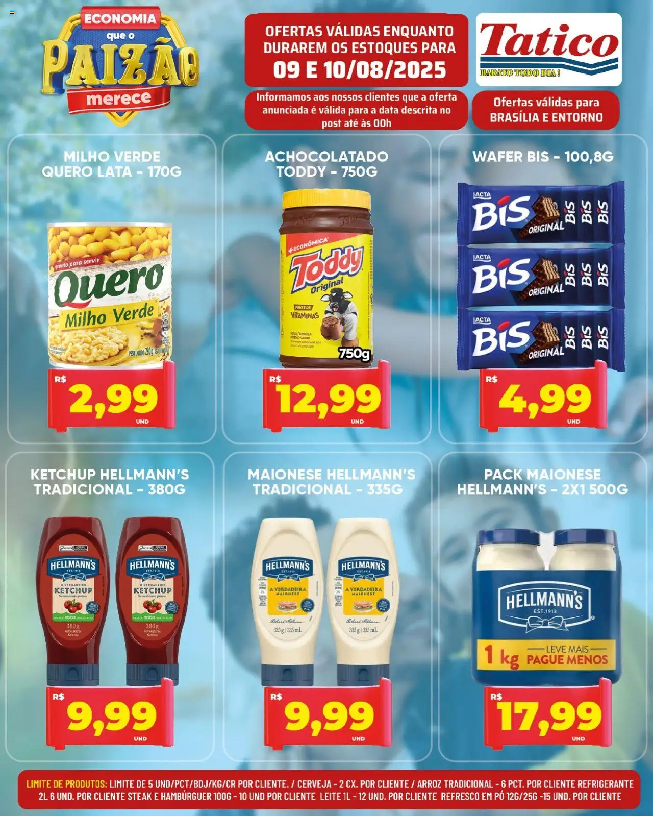 Tatico Folheto - válido de 09.08.2025 | Página: 3 | Produtos: Milho verde, Arroz, Hambúrguer, Maionese