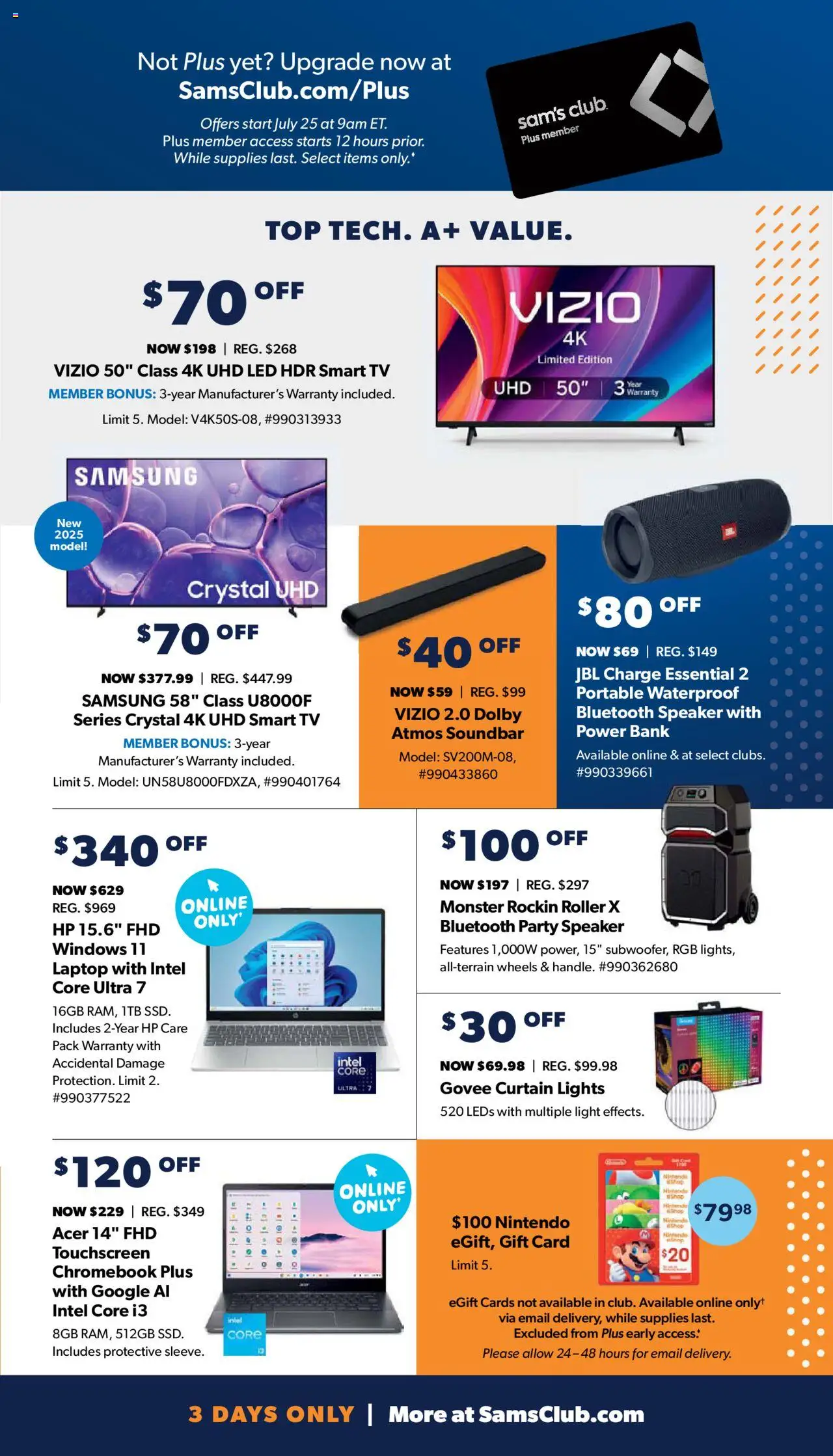Sam's Club Instant Savings - valid from 23.07.2025 | Page: 3 | Products: Tv, Power Bank, Chromebook, Nintendo
