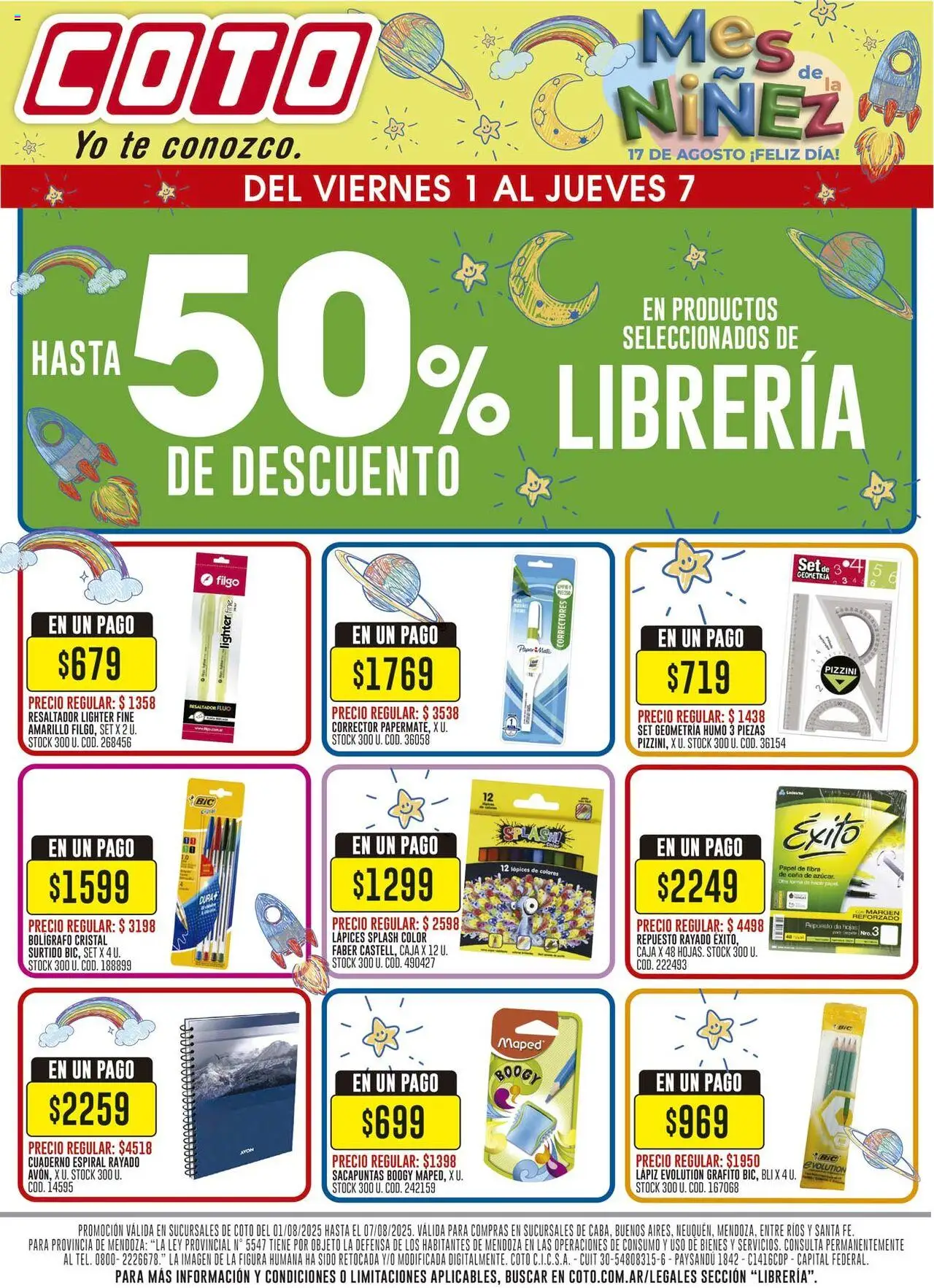 Coto Librería │ válido desde el 01.08.2025 | Página: 1 | Productos: Sacapuntas, Caja, Té, Cuaderno