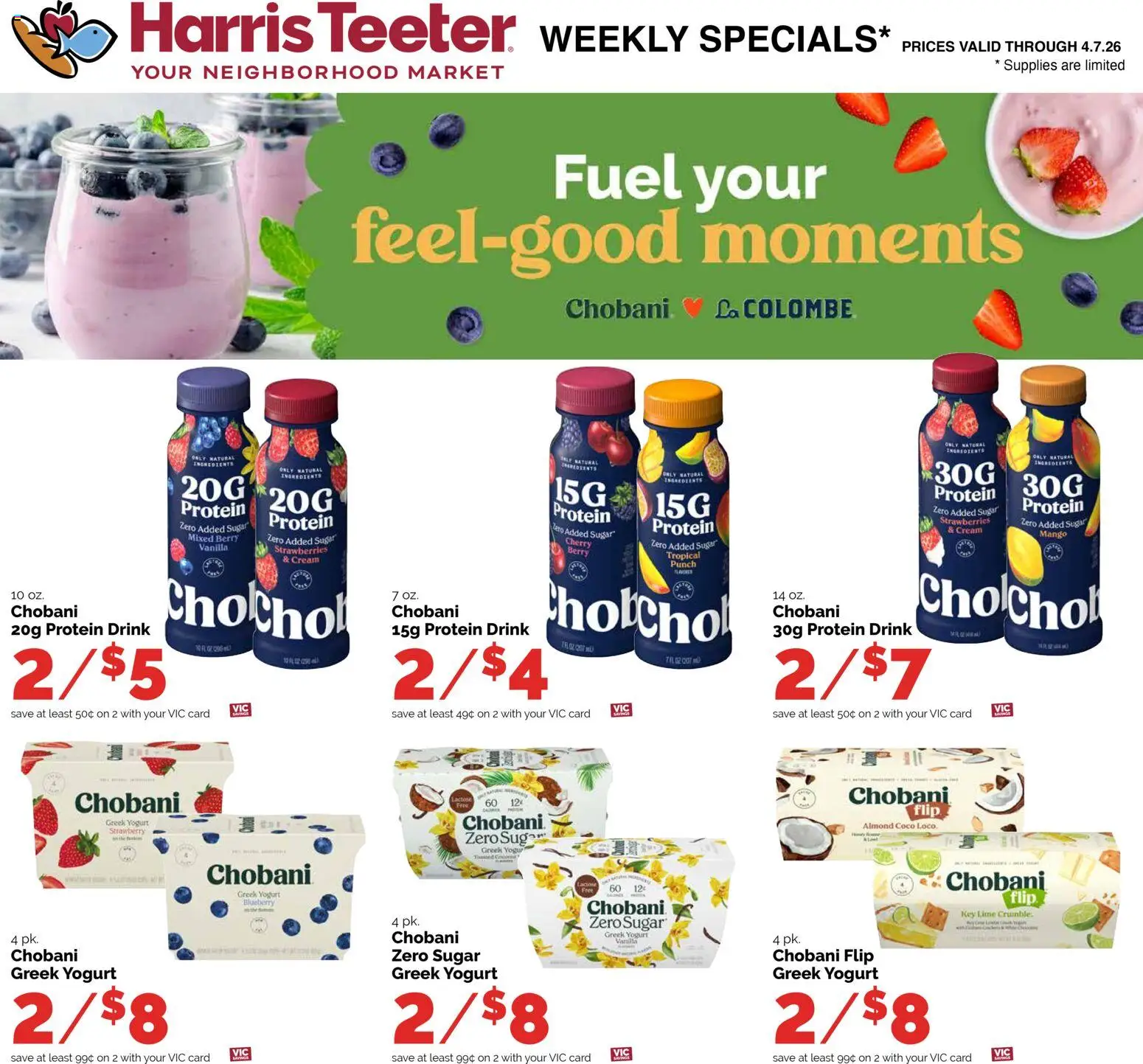 Harris Teeter Weekly Ad - NC - valid from 01.04.2026 | Page: 15 | Products: Yogurt, Strawberries, Mango, Lime