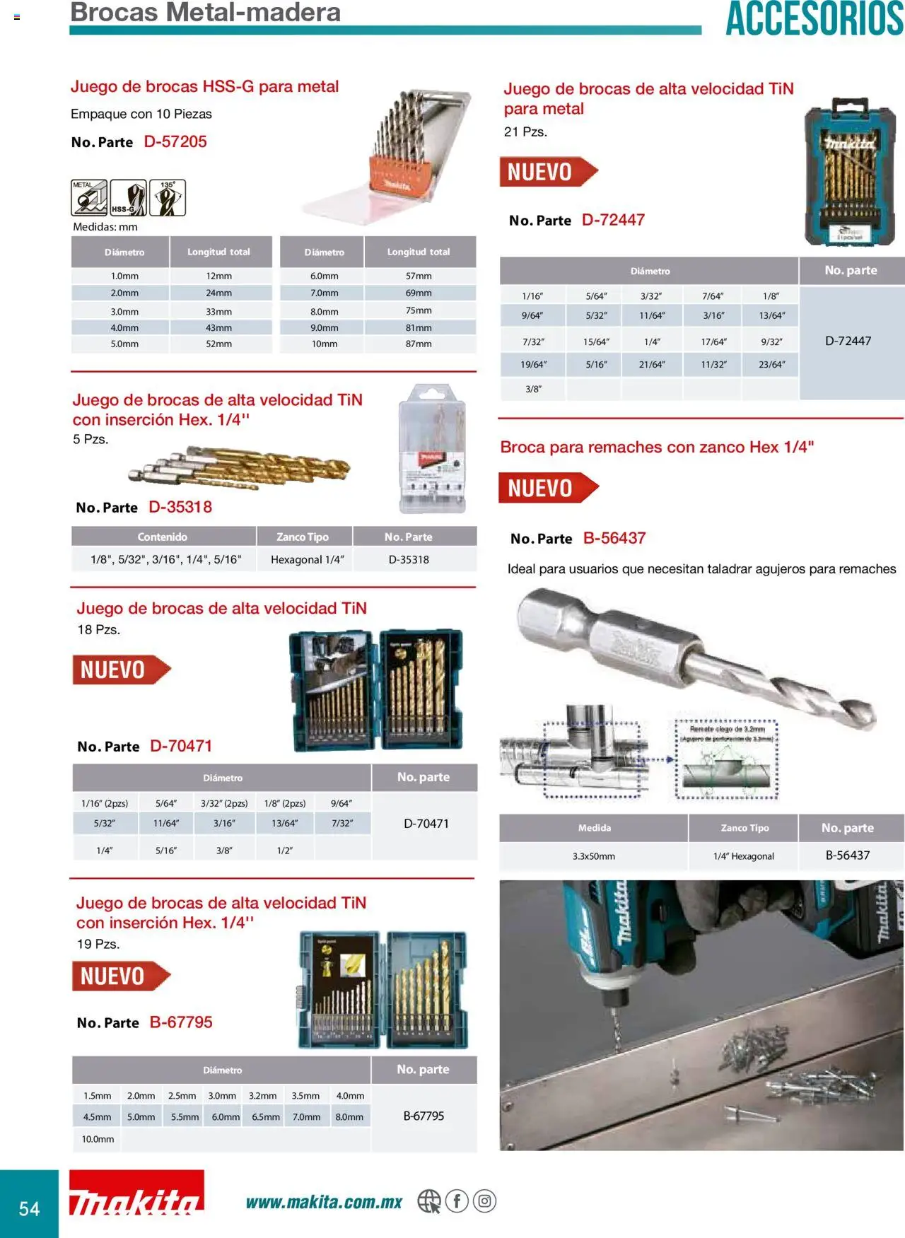Nuevas ofertas de Makita válidas en toda la República Mexicana desde el 08.07.2024. ¡Encuentra las mejores ofertas en Makita catálogo Accesorios! | Página: 54 | Productos: Juego