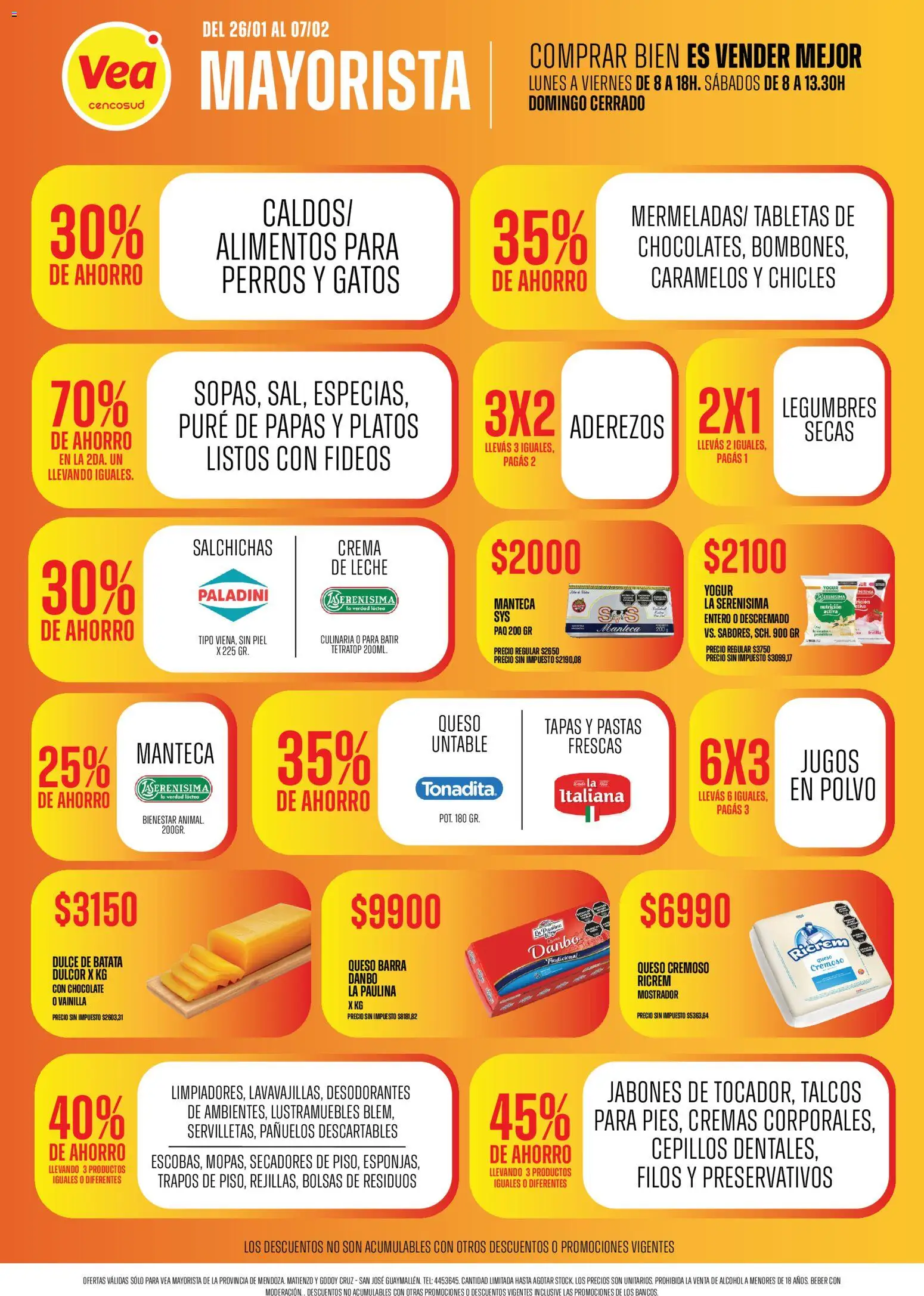 Vea - Ofertas Mayorista Mendoza │ válido desde el 26.01.2026 | Página: 2 | Productos: Chicles, Yogur, Fideos, Crema