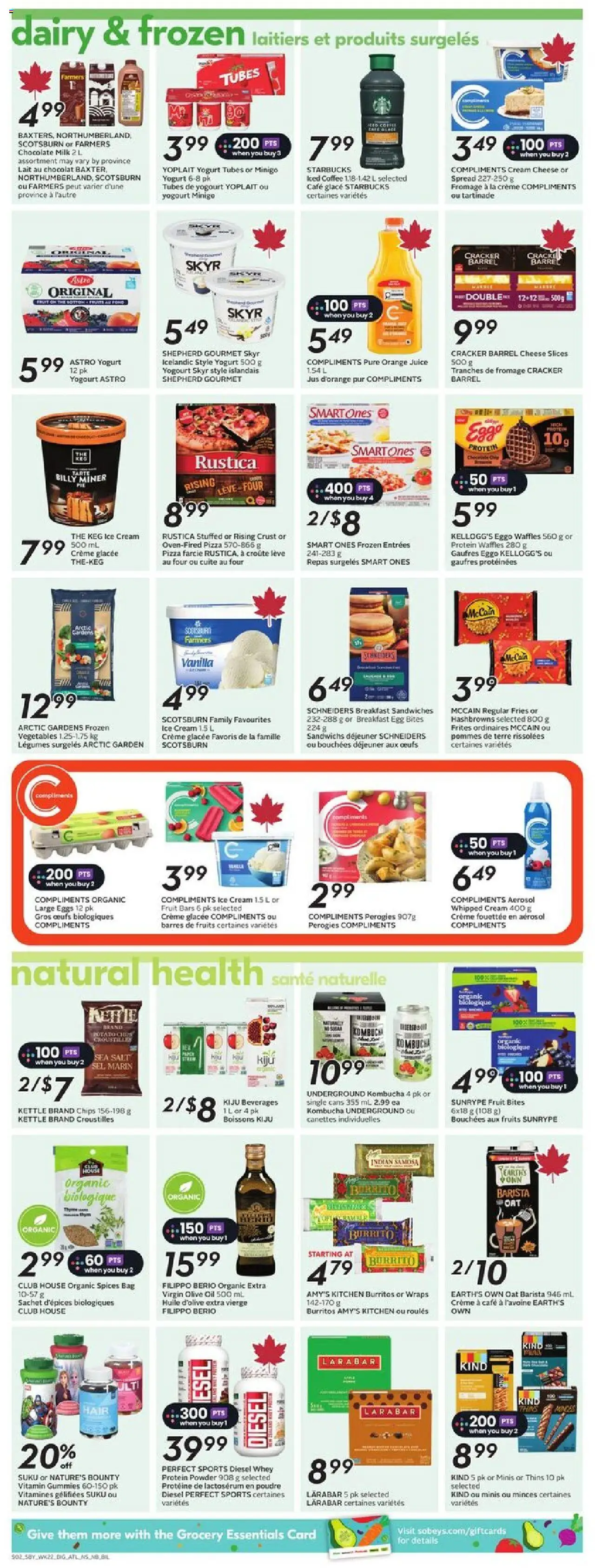 Sobeys flyer valid from 25.09.2025 | Page: 11 | Products: Ice cream, Yogurt, Chocolate, Juice