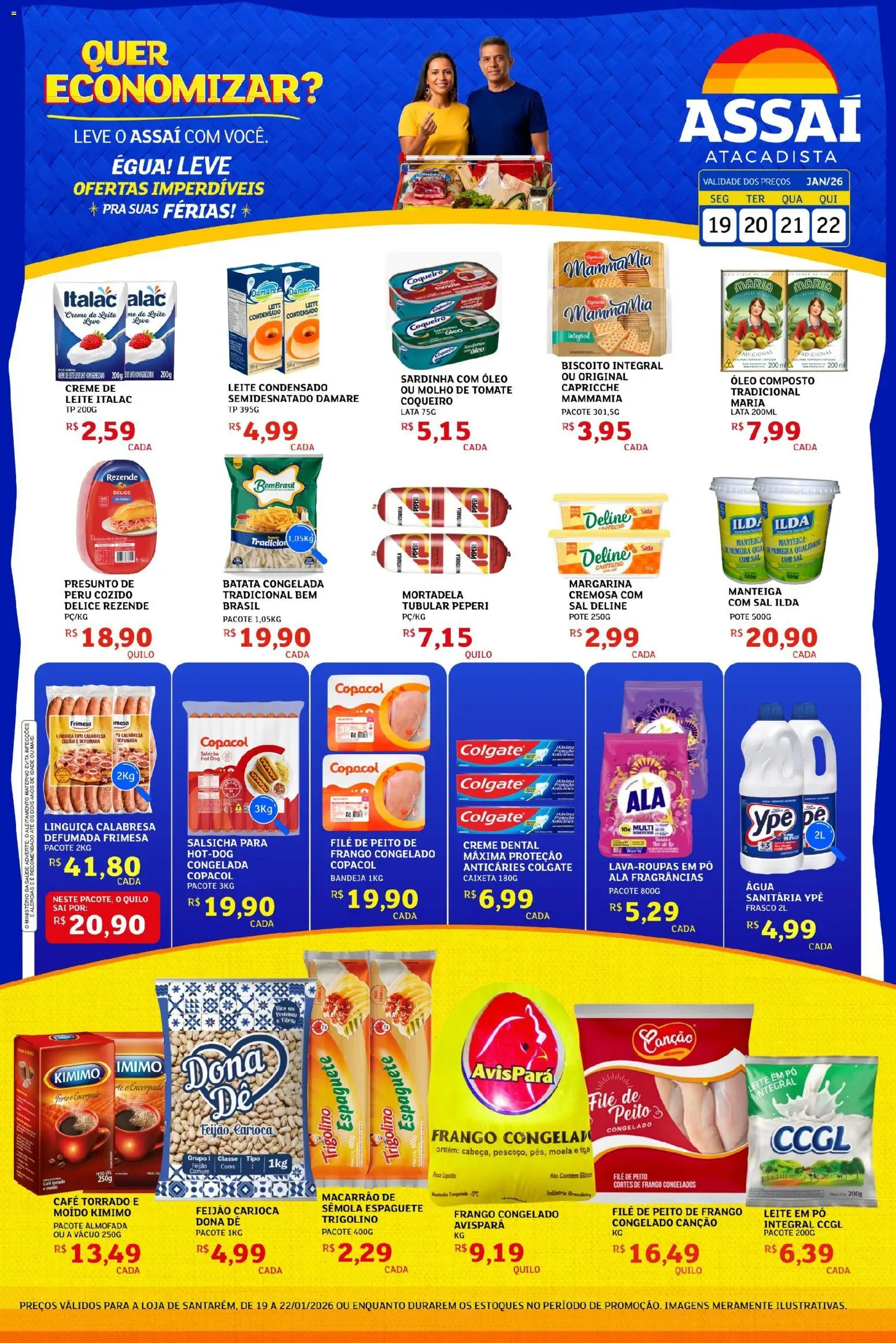 Assaí Atacadista Folheto - válido de 19.01.2026 | Página: 1 | Produtos: Feijão, Óleo, Creme, Sal