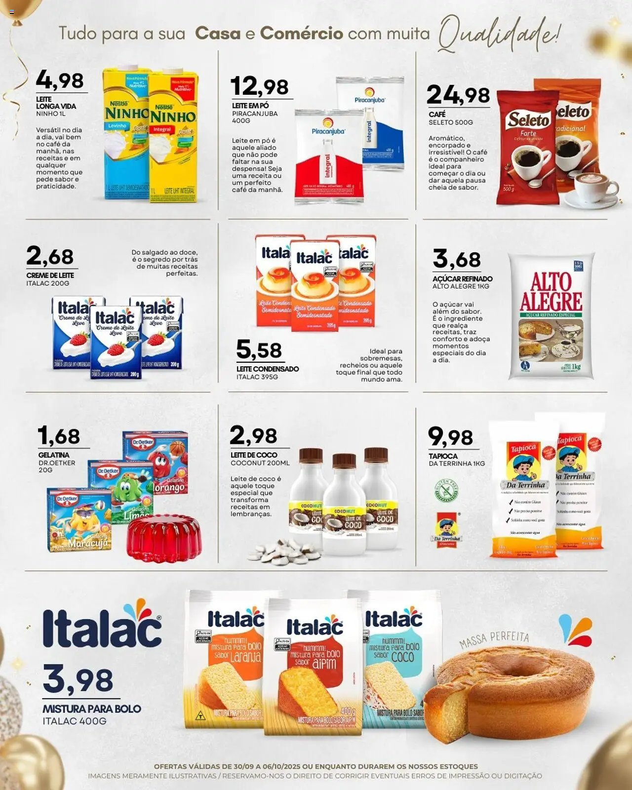 Mercadão Atacadista Folheto - válido de 30.09.2025 | Página: 8 | Produtos: Lente, Creme, Mistura para bolo, Leite em pó