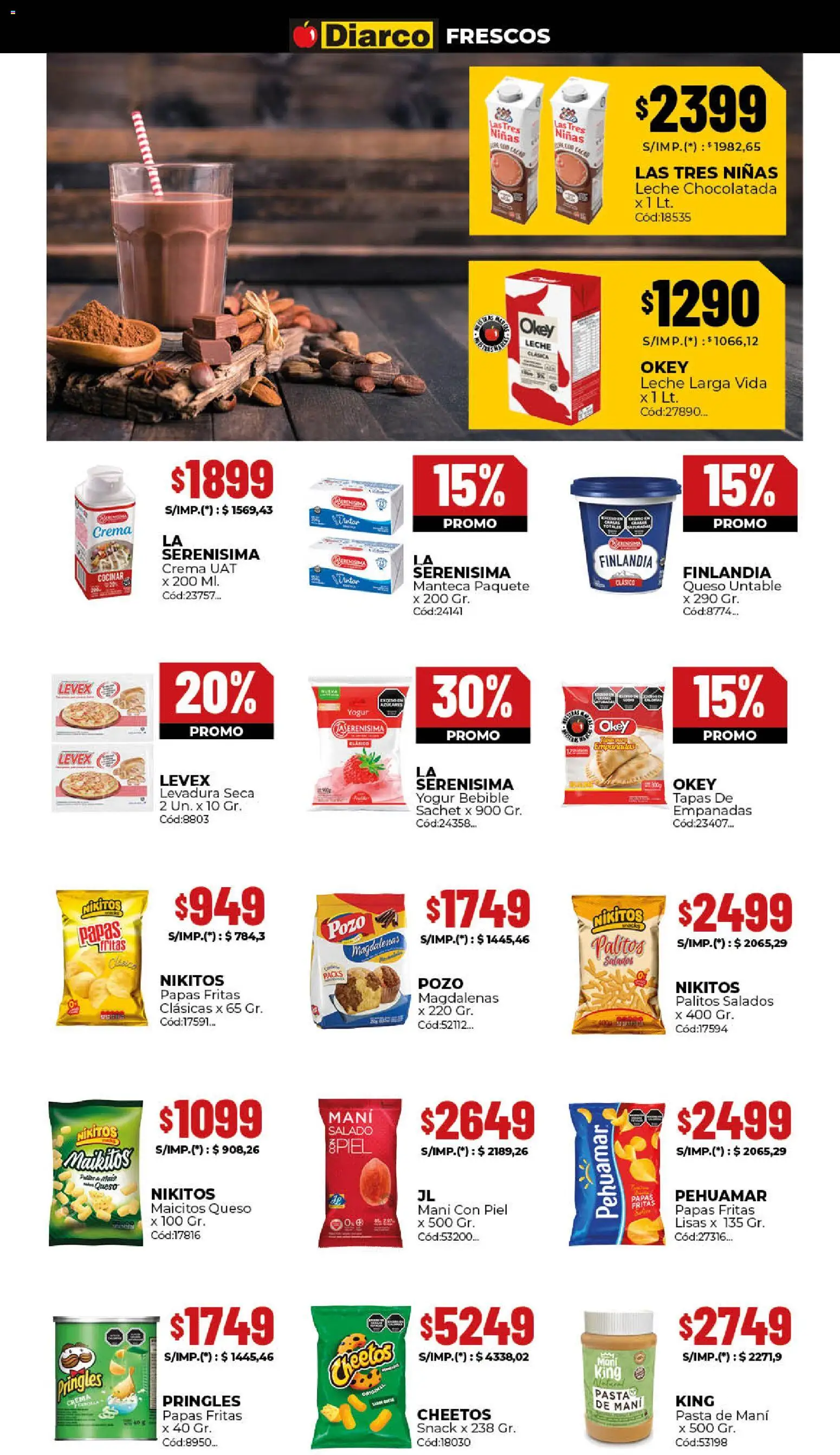 Diarco ofertas │ válido desde el 15.12.2025 | Página: 12 | Productos: Chocolatada, Pasta, Papas fritas, Crema