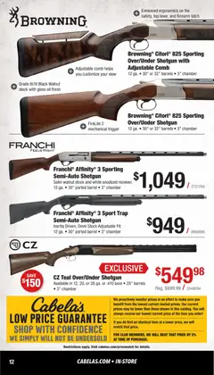 Preview of Cabela's weekly ads valid from 01.02.2026 | Page: 12 | Products: Oil, Shotgun, Monitor