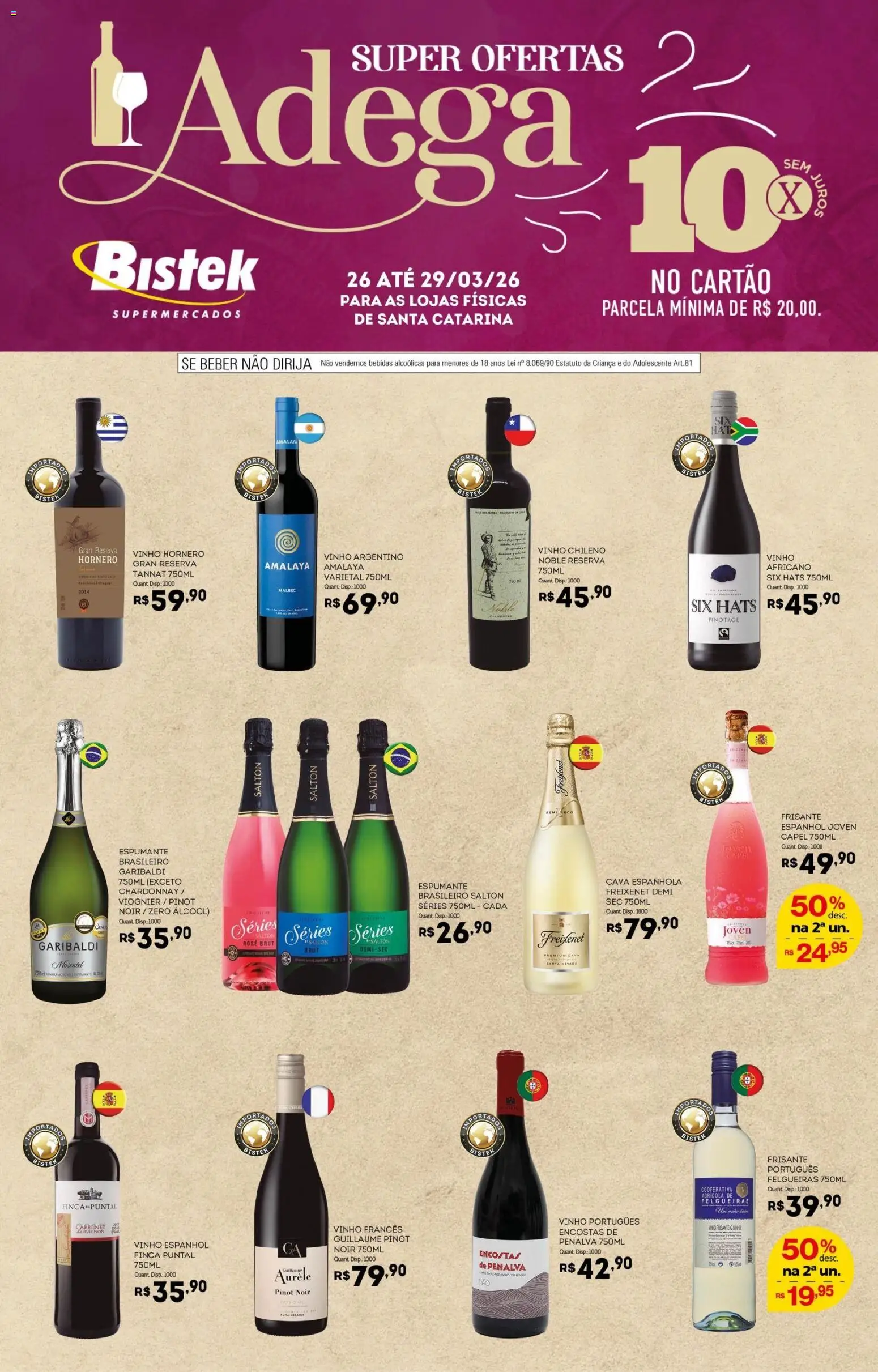 Bistek Supermercados Folheto - válido de 26.03.2026 | Página: 1 | Produtos: Espumante, Vinho