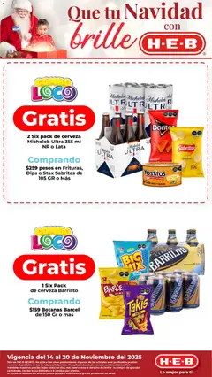 Vista previa de H-E-B folleto, nuevo folleto de la tienda, válido en México a partir del 14.11.2025 | Página: 1 | Productos: Sal, Queso, Cerveza