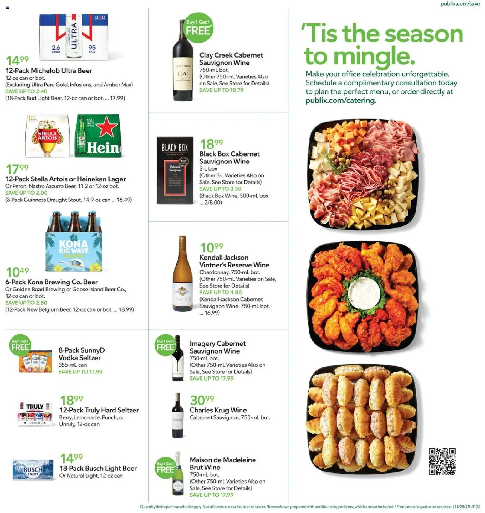 Publix Weekly Ad - valid from 28.11.2025 | Page: 3 | Products: Box, Wine, Beer, Vodka