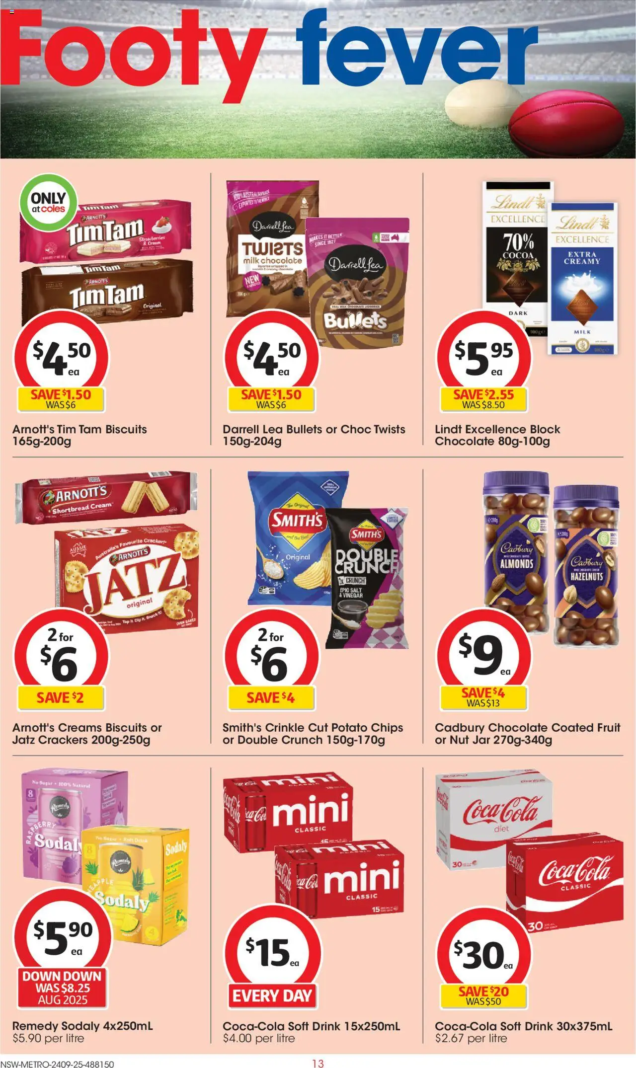 Coles catalogue - valid from 24.09.2025 | Page: 13 | Products: Crackers, Milk, Chocolate, Vinegar